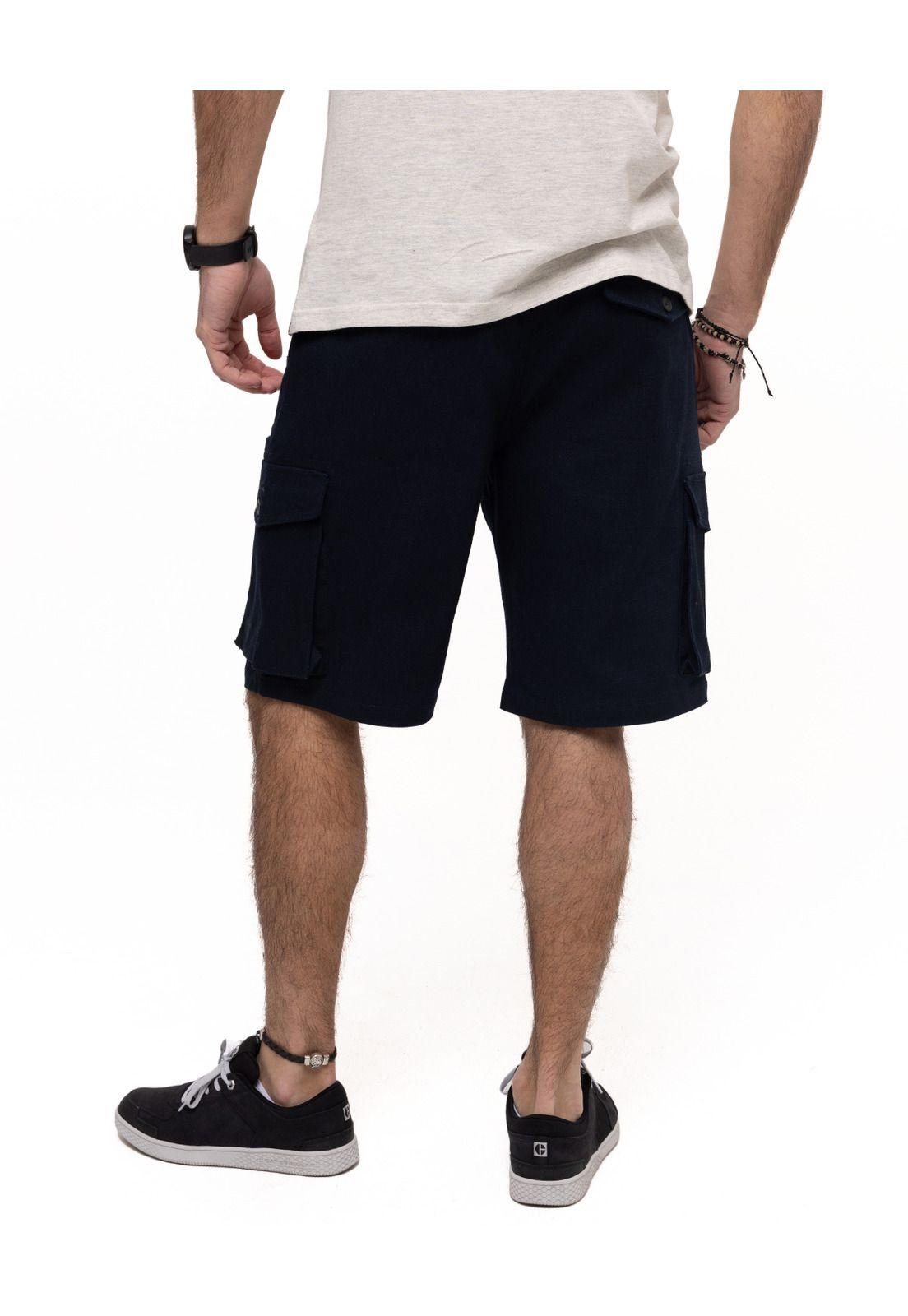 Short Utility Canvas Cargo Azul Hombre-3