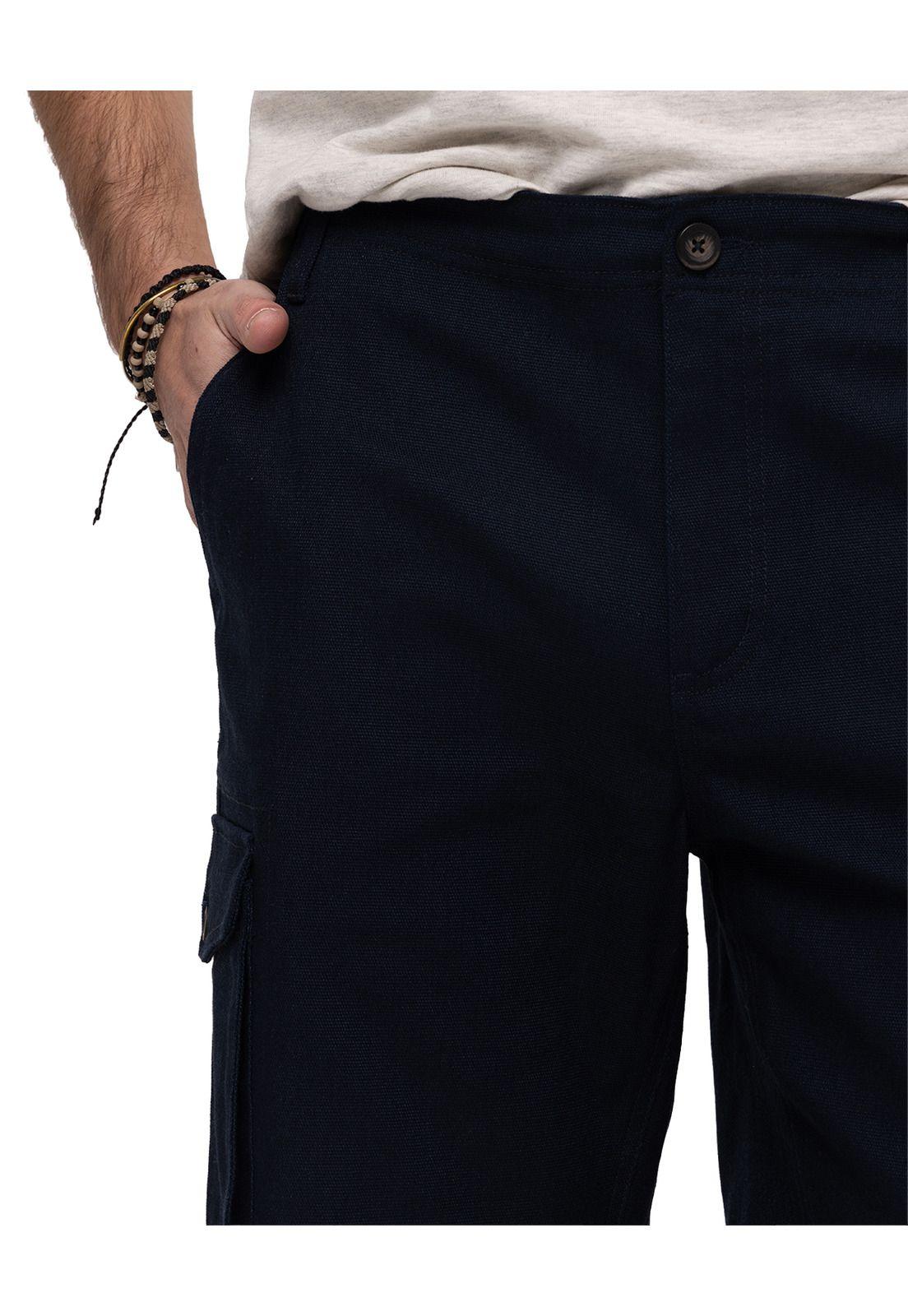 Short Utility Canvas Cargo Azul Hombre-5