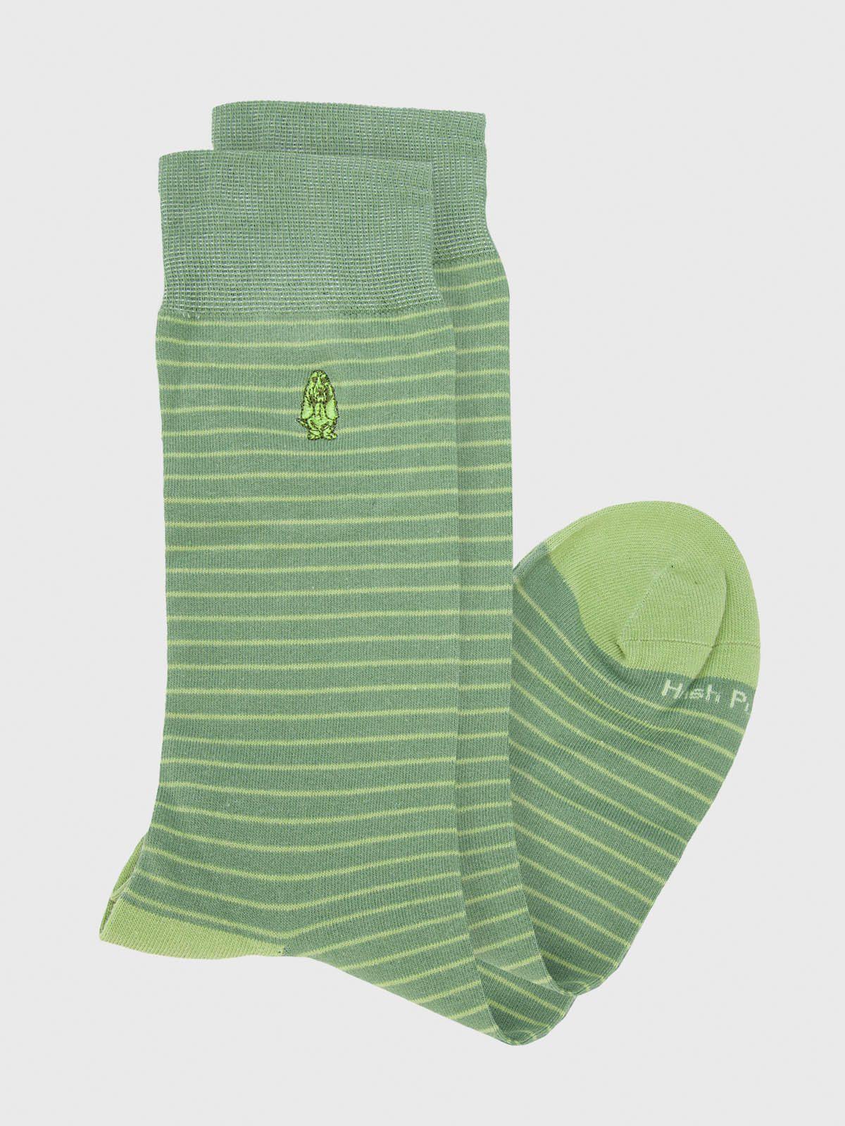 Calcetin Algodón Hombre Multistripe Verde-1
