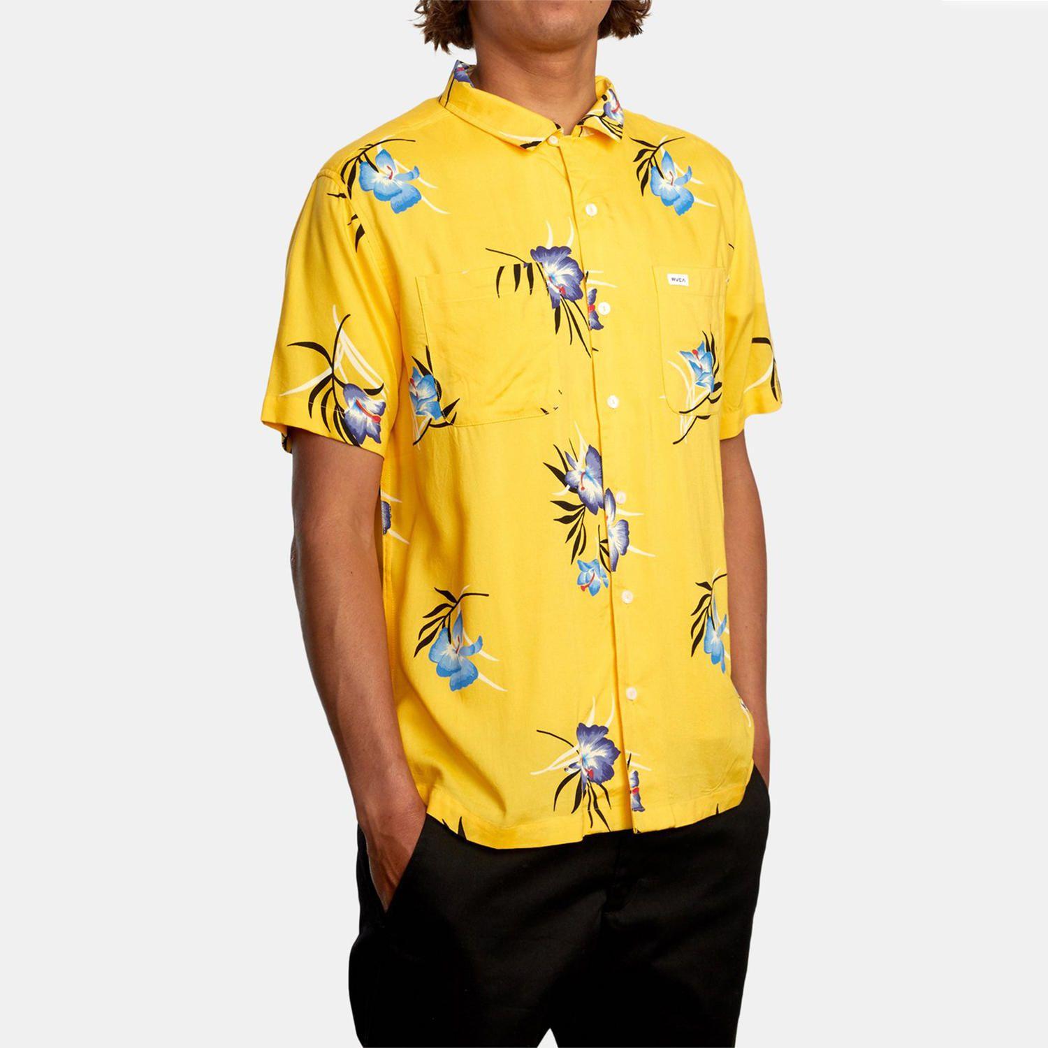 Camisa M/C Hombre Cliffs Floral Amarillo-4