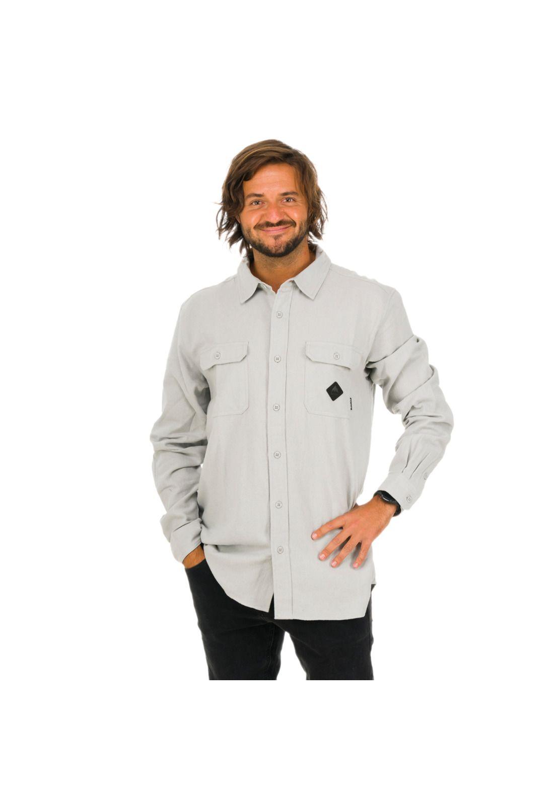 Camisa M/L Hombre Brighton II Gris -0
