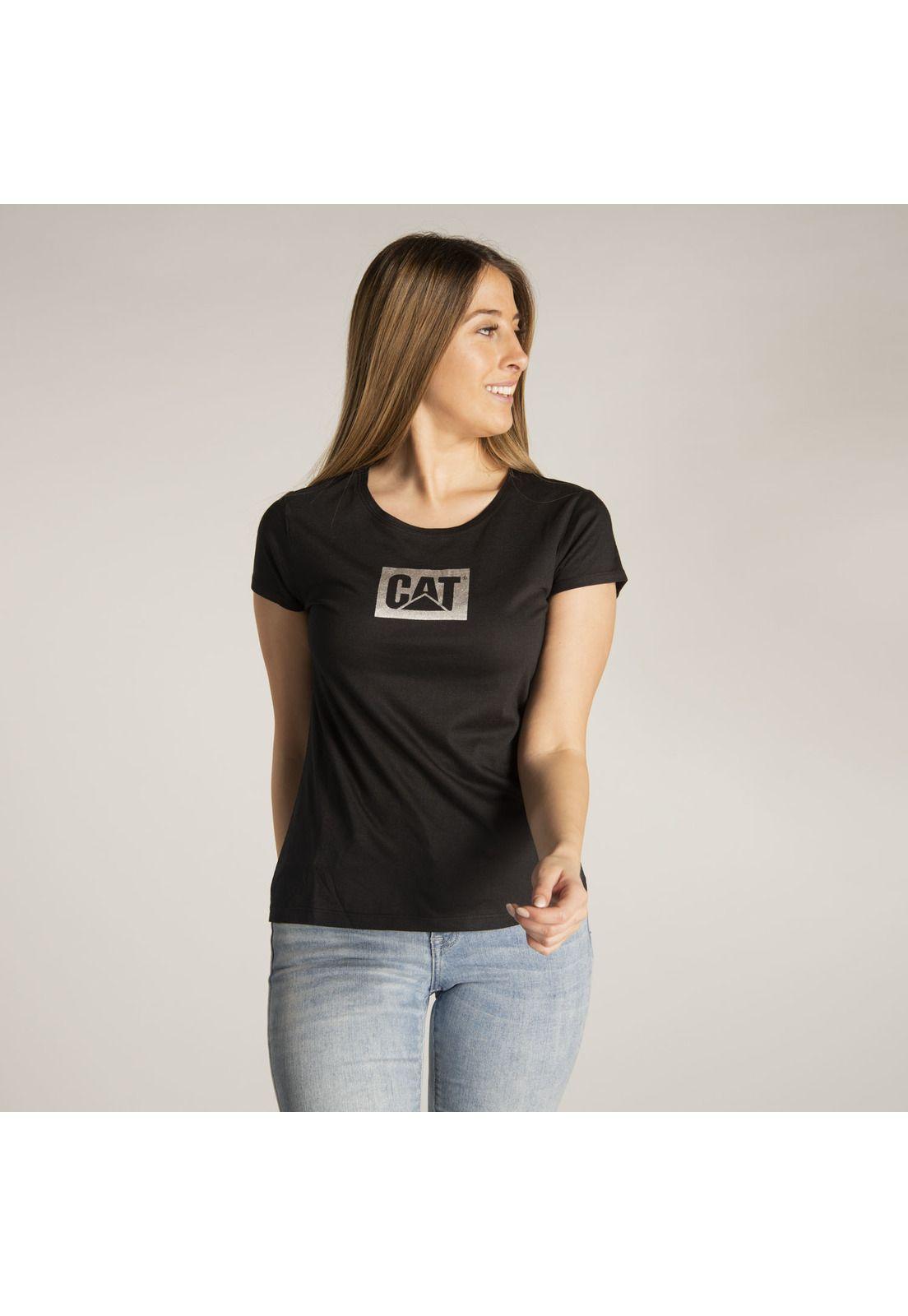 Polera M/C Mujer Metallic Branded Box Gris-0