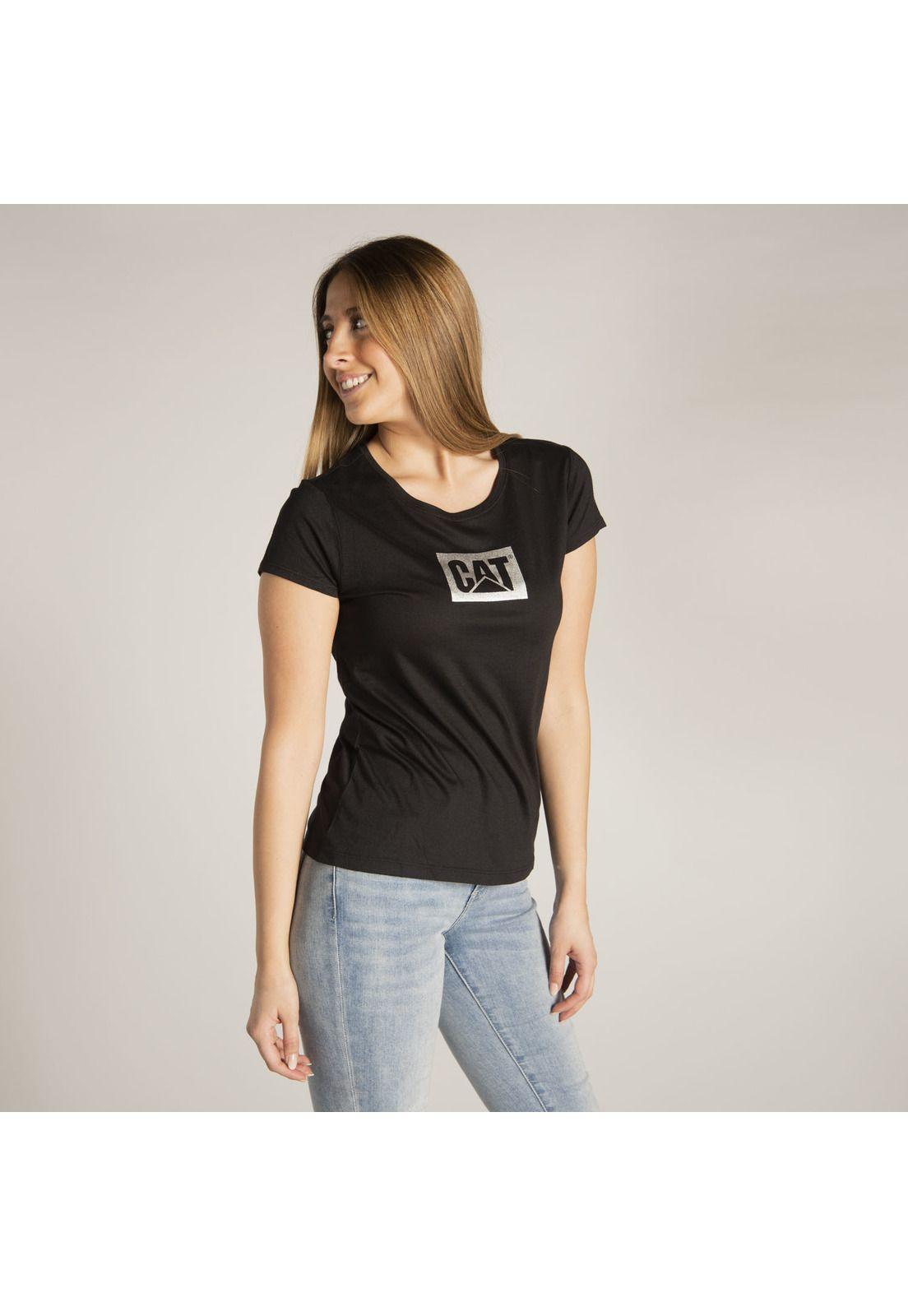 Polera M/C Mujer Metallic Branded Box Gris-1