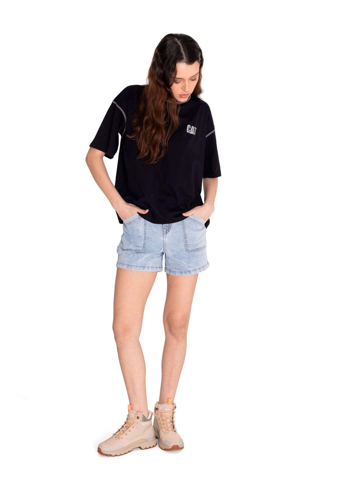 Polera Manga Corta Mujer Cat Logo Boxy Tee Negro-5