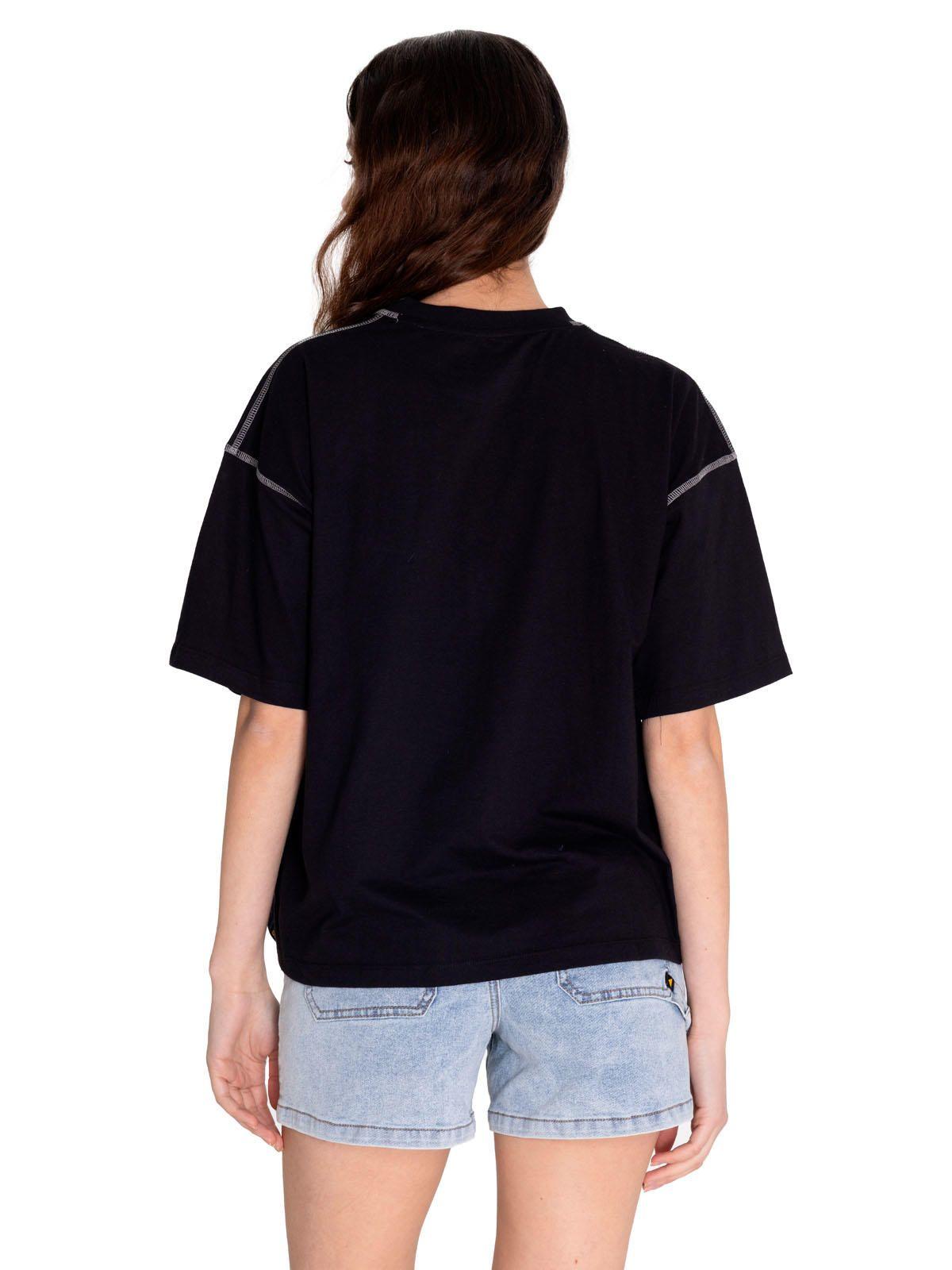 Polera Manga Corta Mujer Cat Logo Boxy Tee Negro-3