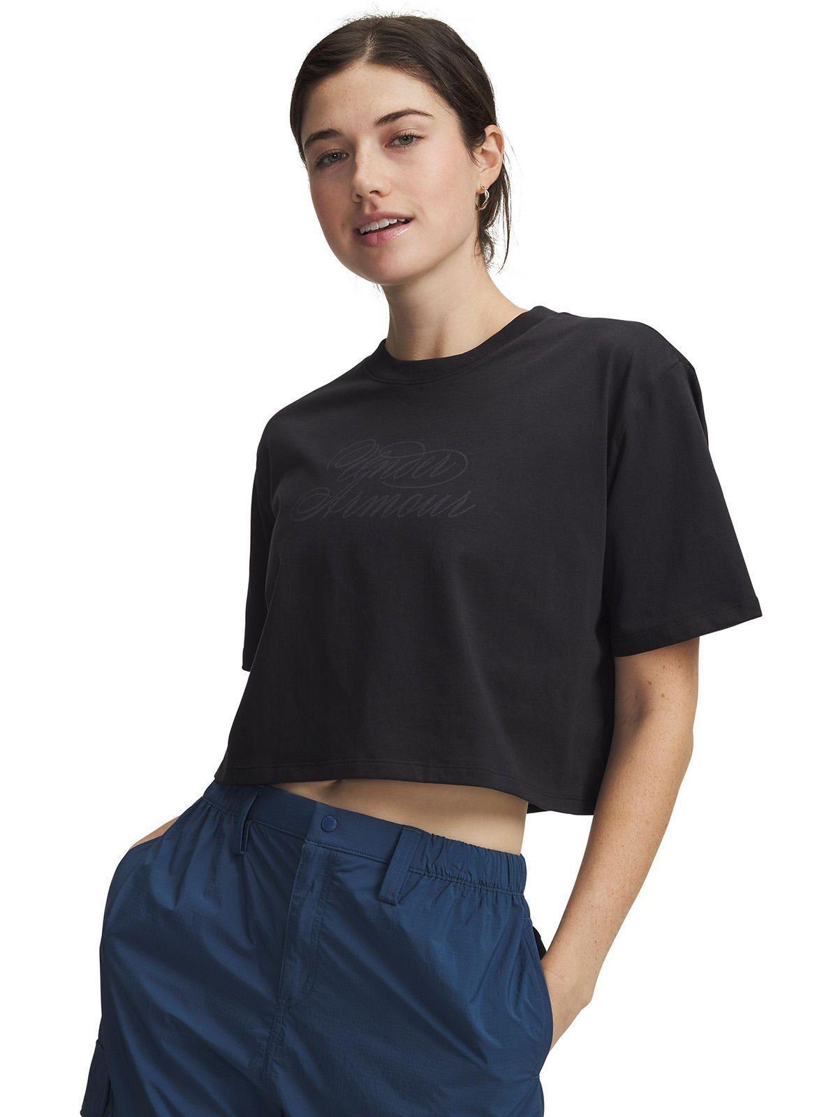 Polera M/C Mujer Script Heart Crop Ss Polera Negro-0