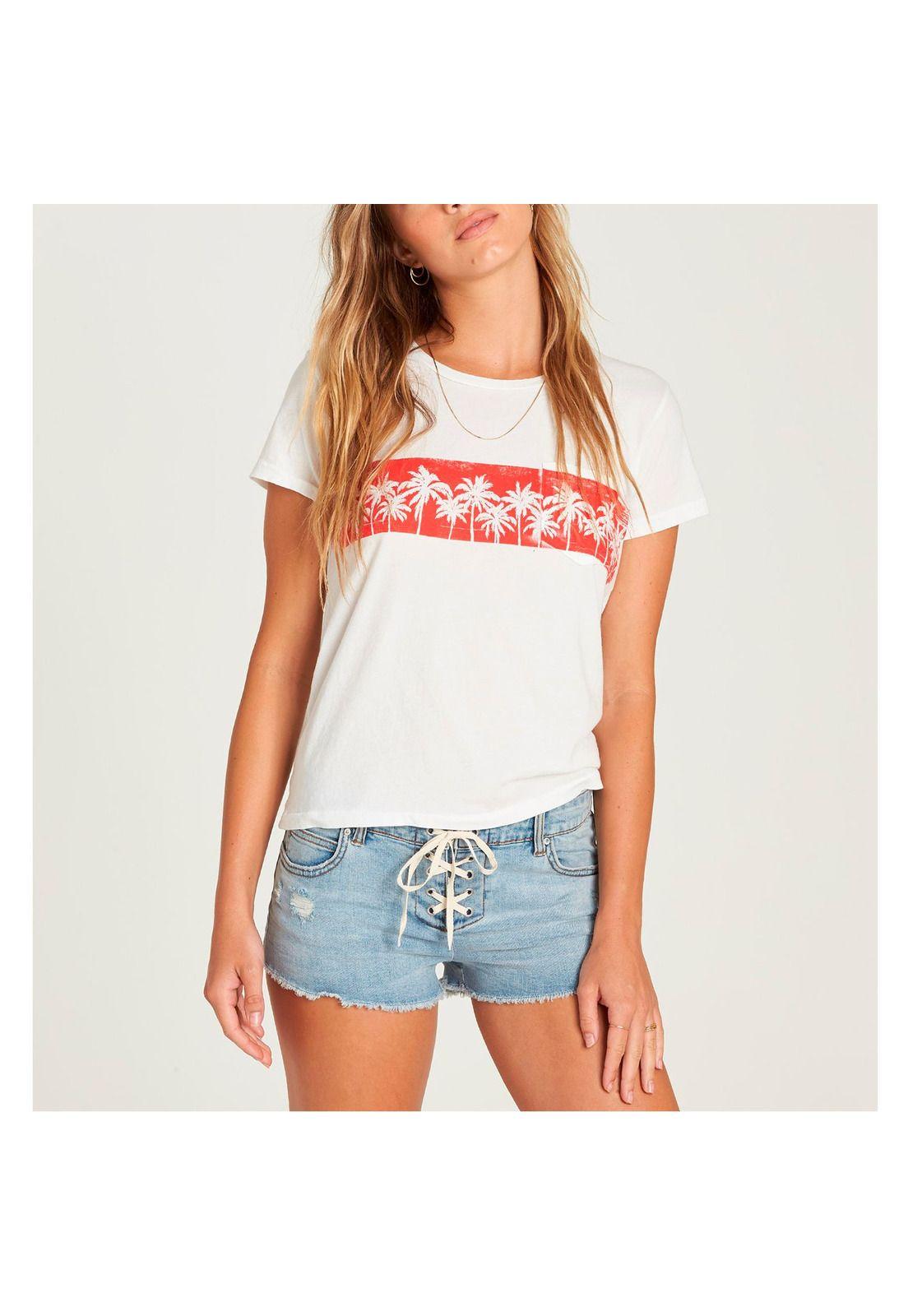 Polera M/C Mujer Stripe Palm Blanco-0