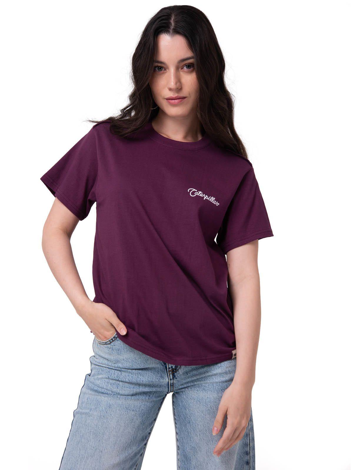 Polera Manga Corta Mujer Western Script Burdeo-0