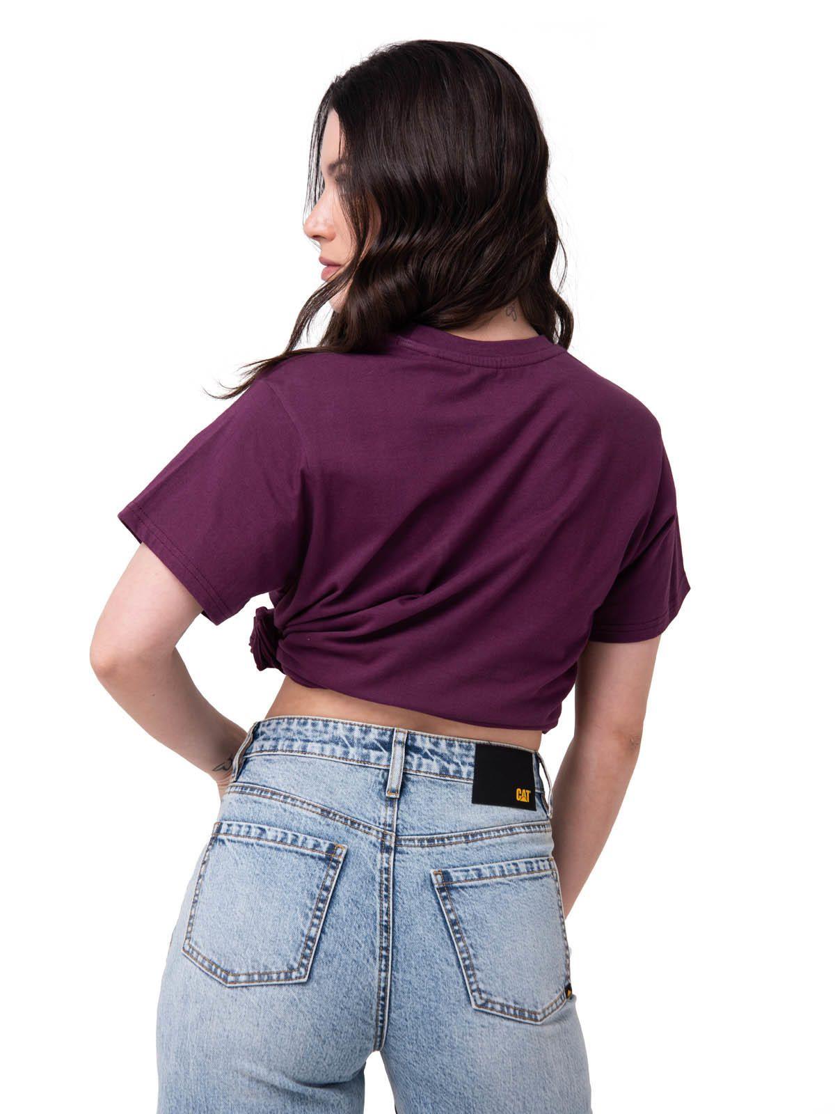 Polera Manga Corta Mujer Western Script Burdeo-4