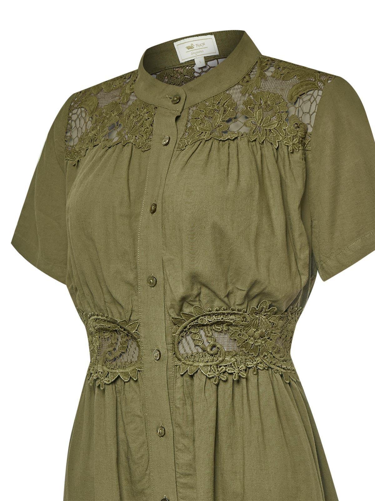 Vestido Lino Orgánico Mujer Geneva Verde -3