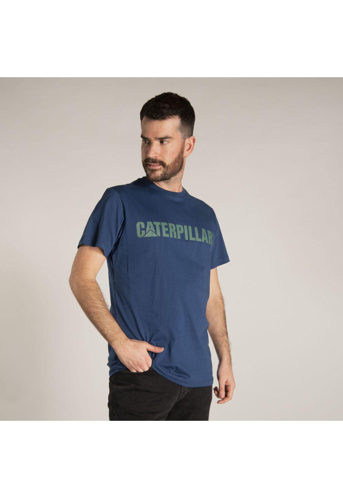Polera Hombre Slim Fit Caterpillar Logo Azul-1