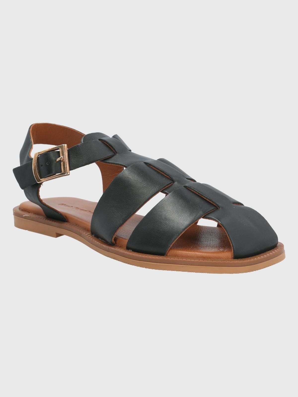 Sandalia Cuero Negro Mujer Tresenda -0