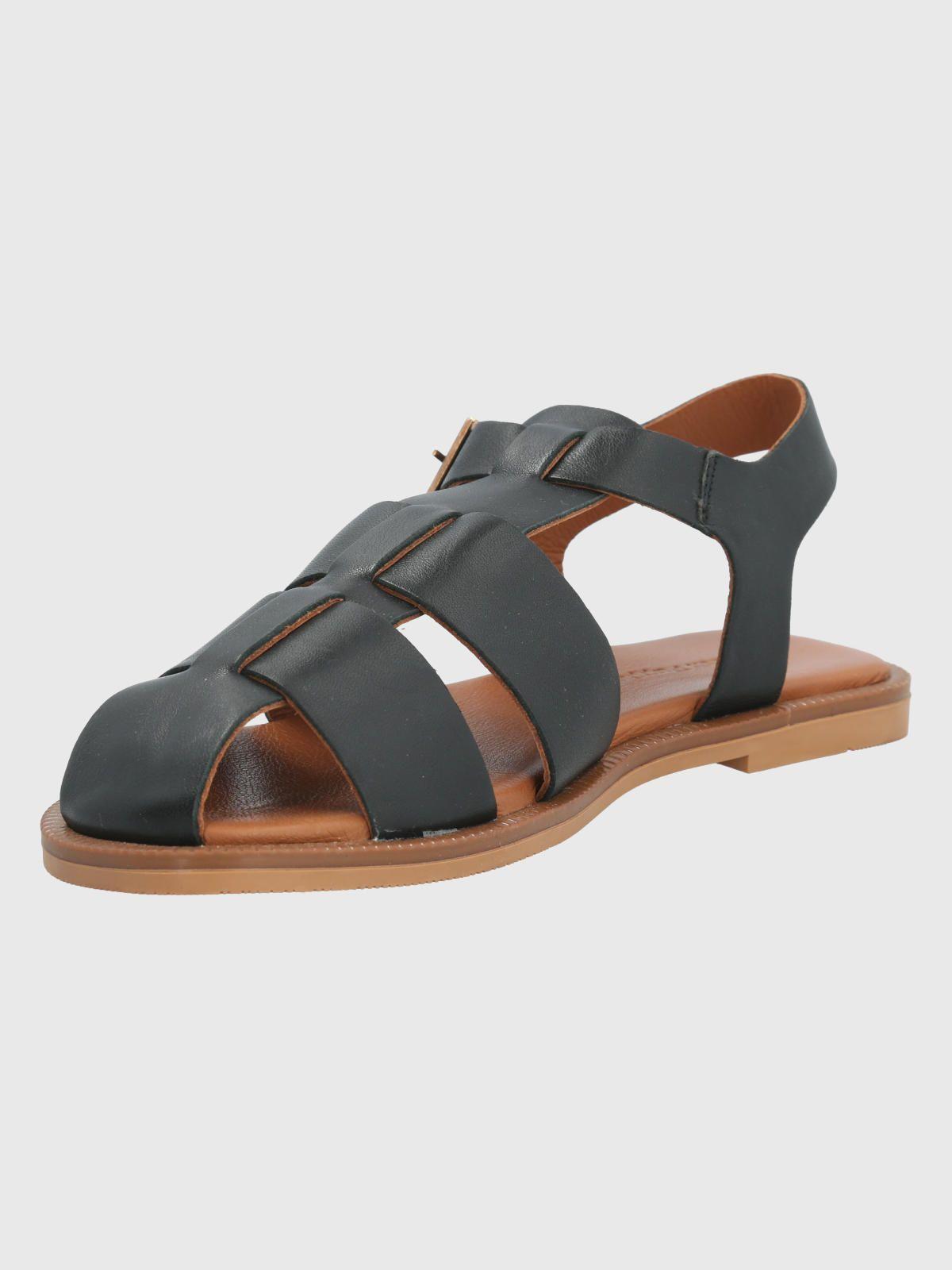 Sandalia Cuero Negro Mujer Tresenda -3