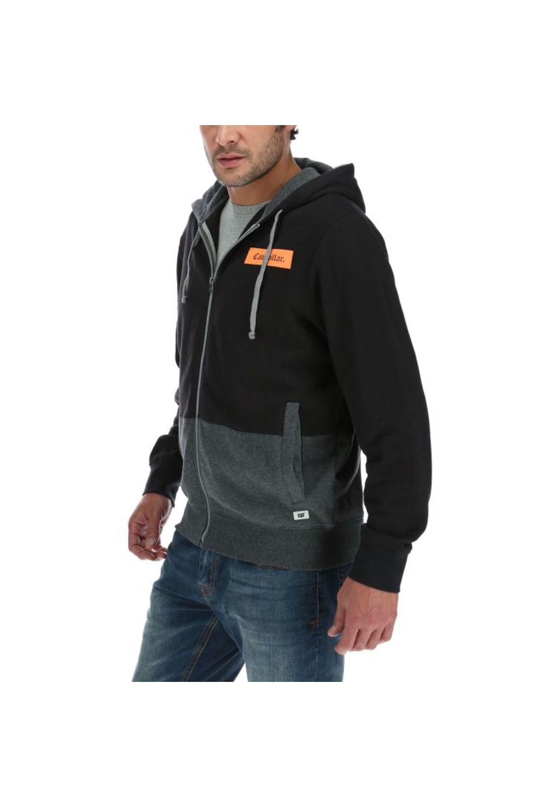 Poleron Hombre Full Zip Colorblocked Hooded Sweatshirt Negro-1