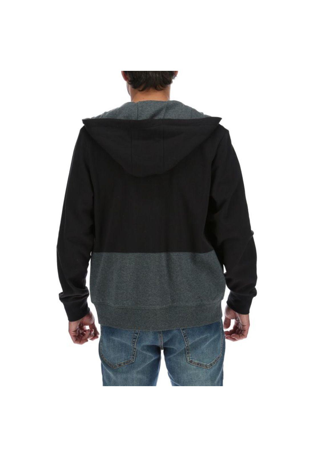 Poleron Hombre Full Zip Colorblocked Hooded Sweatshirt Negro-2