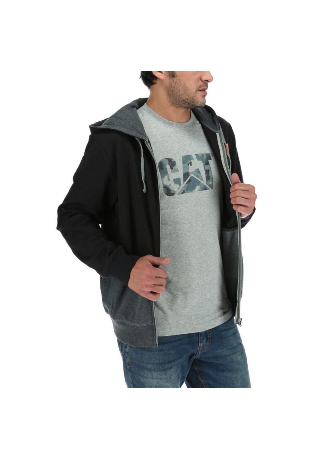 Poleron Hombre Full Zip Colorblocked Hooded Sweatshirt Negro-3