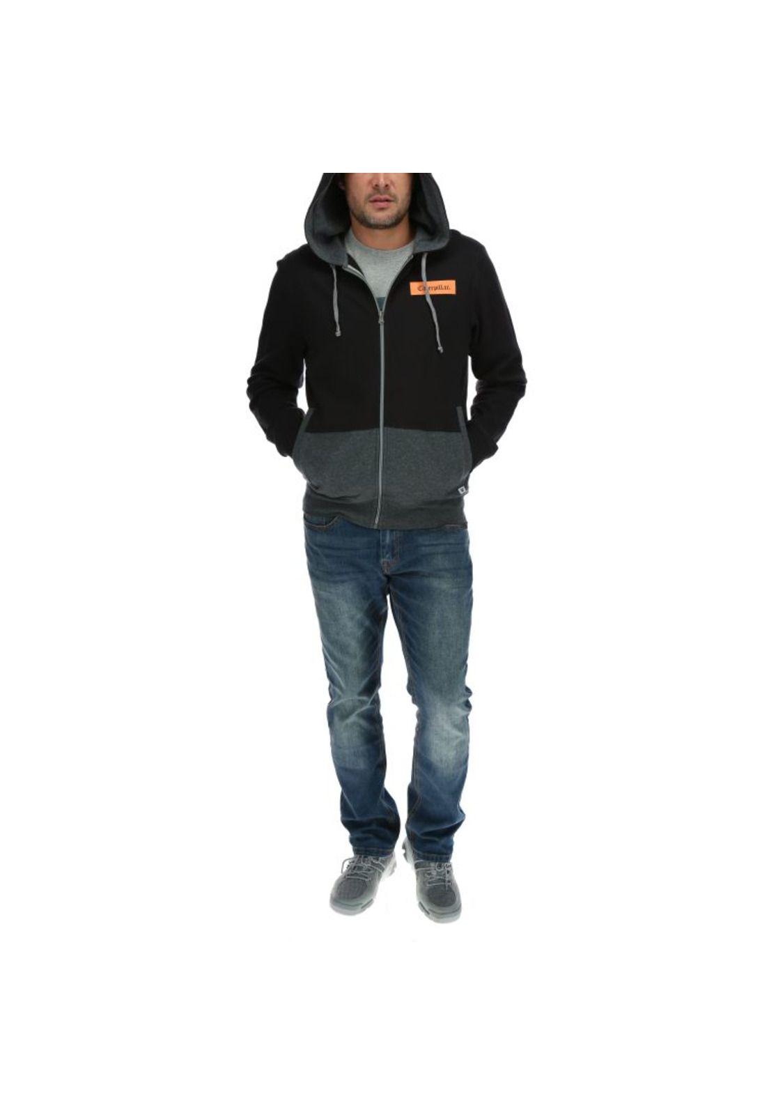 Poleron Hombre Full Zip Colorblocked Hooded Sweatshirt Negro-4