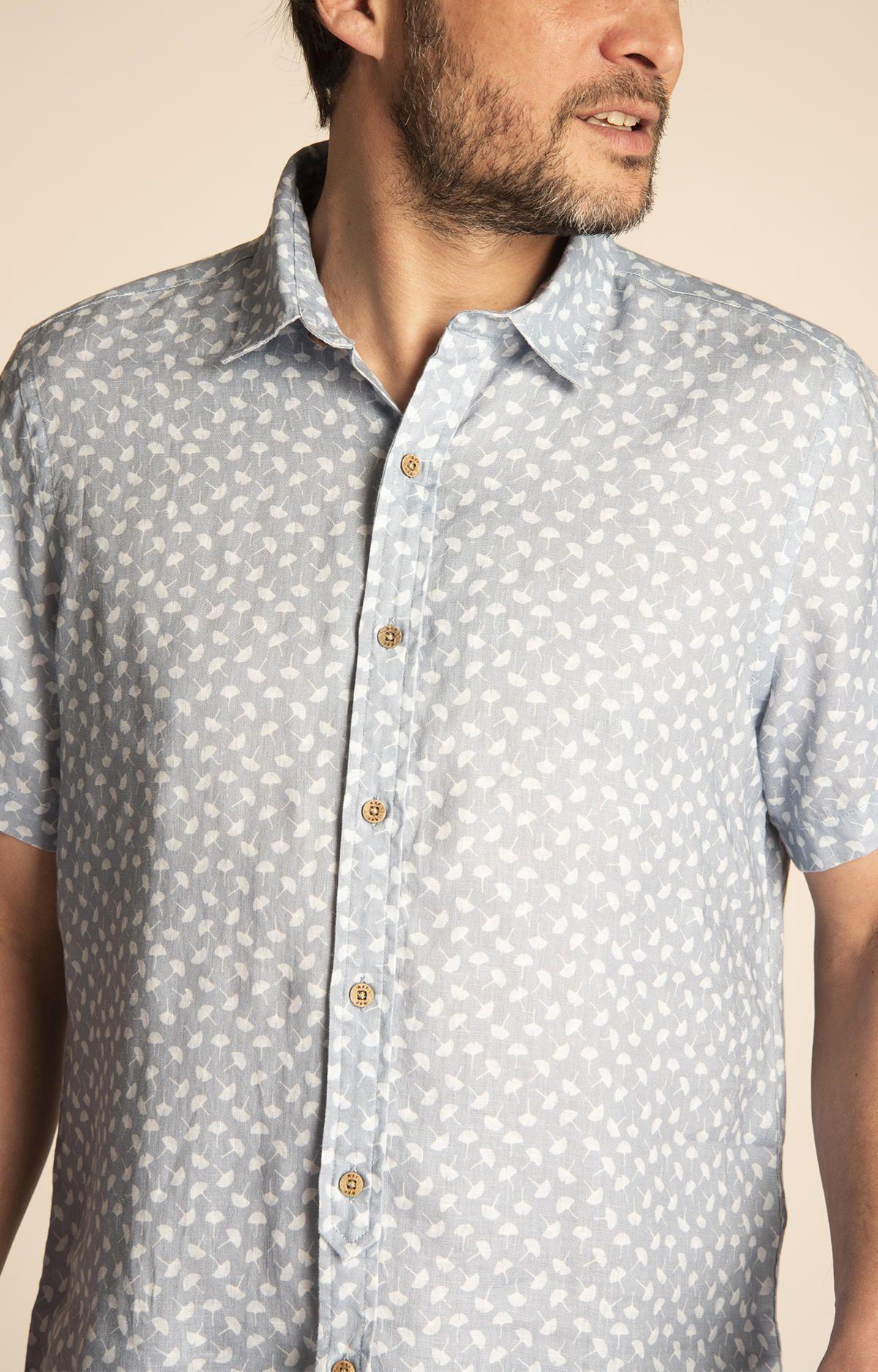 Camisa Lino Orgánico Hombre Nature Azul-3