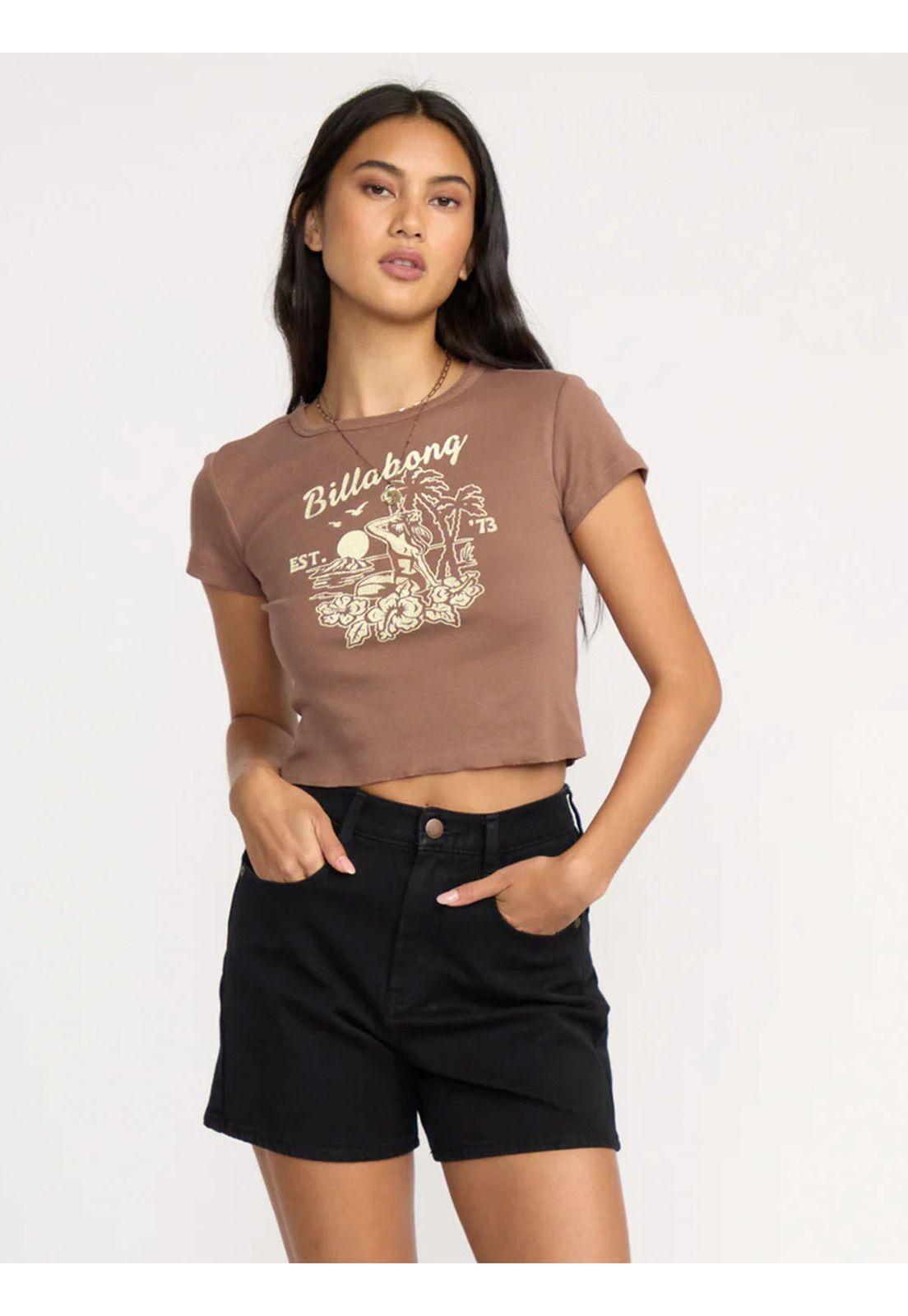 Polera M/C Mujer Tropic Happenings Café Osc-0