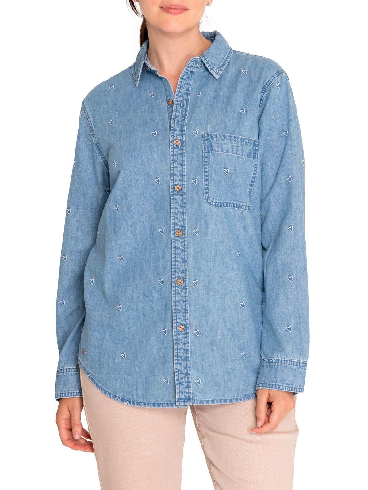 Blusa Algodón Orgánico Mujer Greta Azul-3