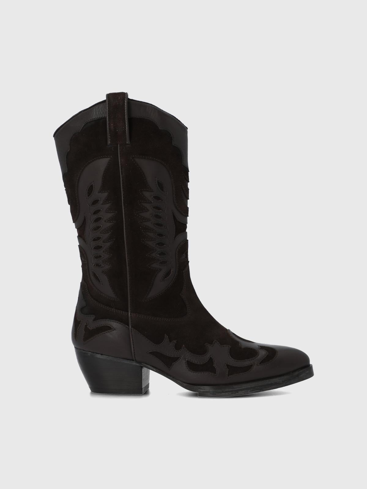 Bota Cuero Mujer Frezno Café-1