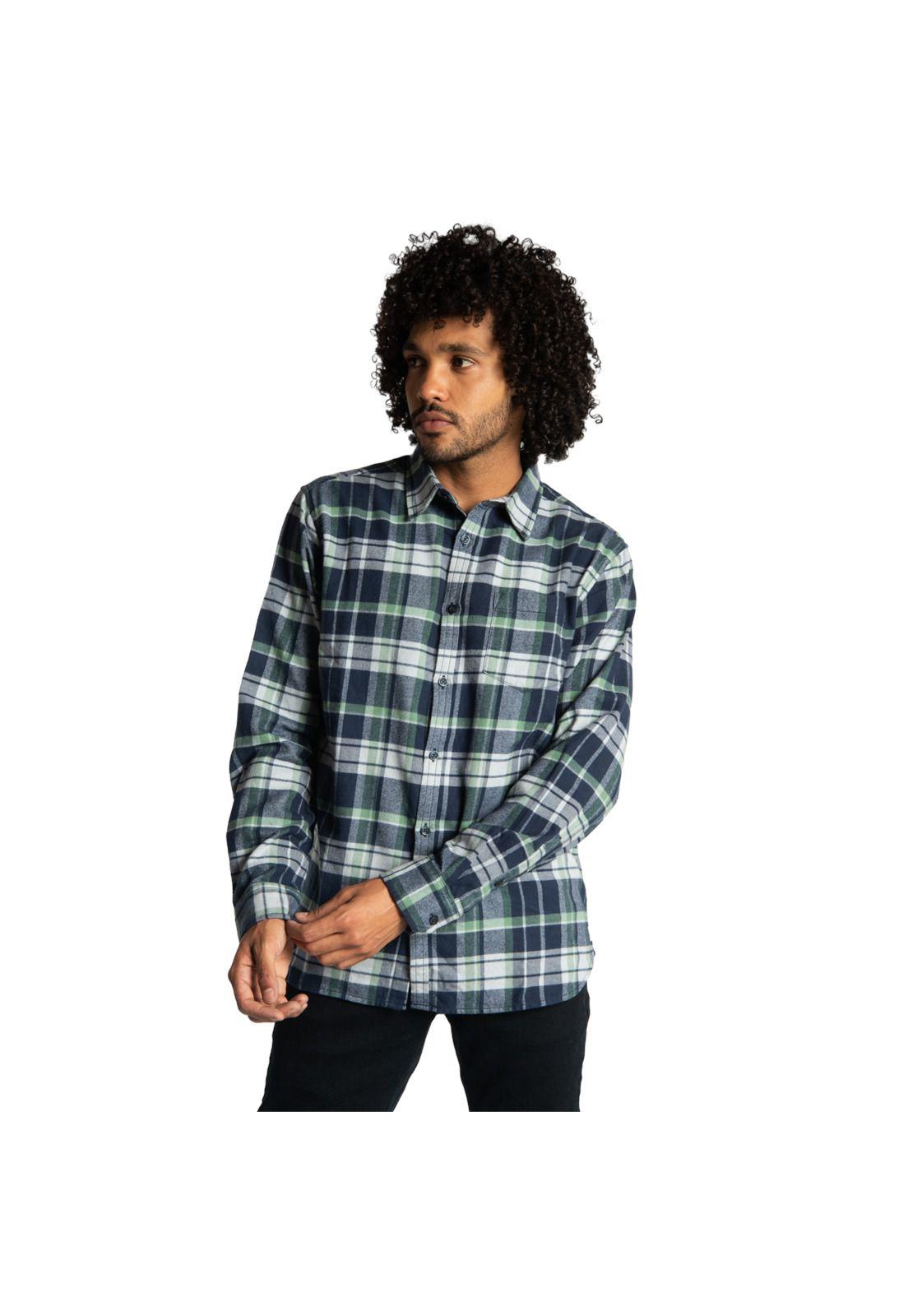 Camisa Manga Larga Hombre Fdtn Flannel Ls Shir Azul-0