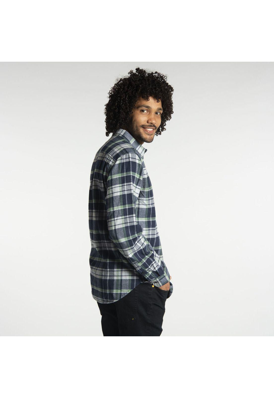 Camisa Manga Larga Hombre Fdtn Flannel Ls Shir Azul-1