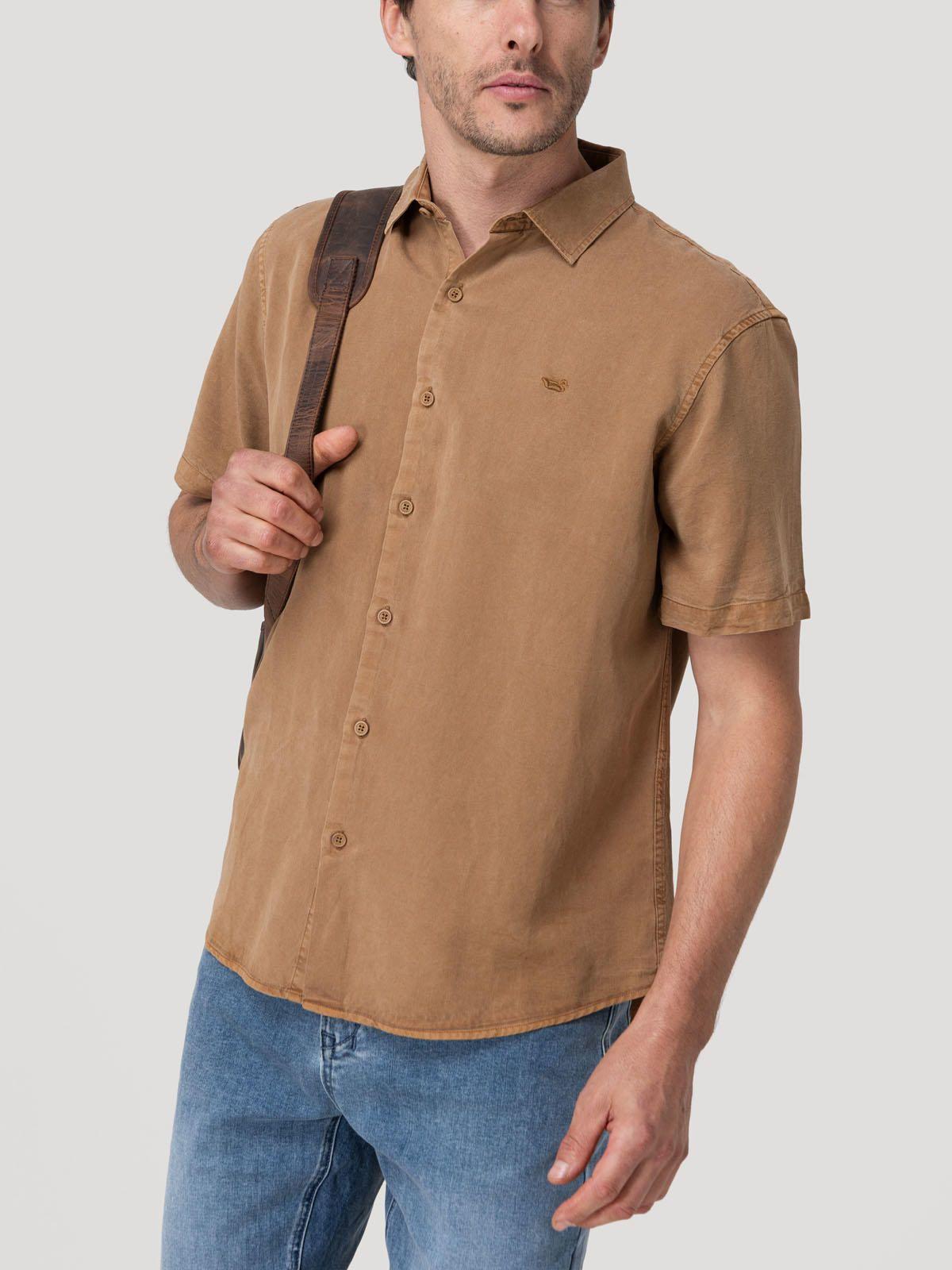 Camisa Tencel Hombre Tenpro Café-4