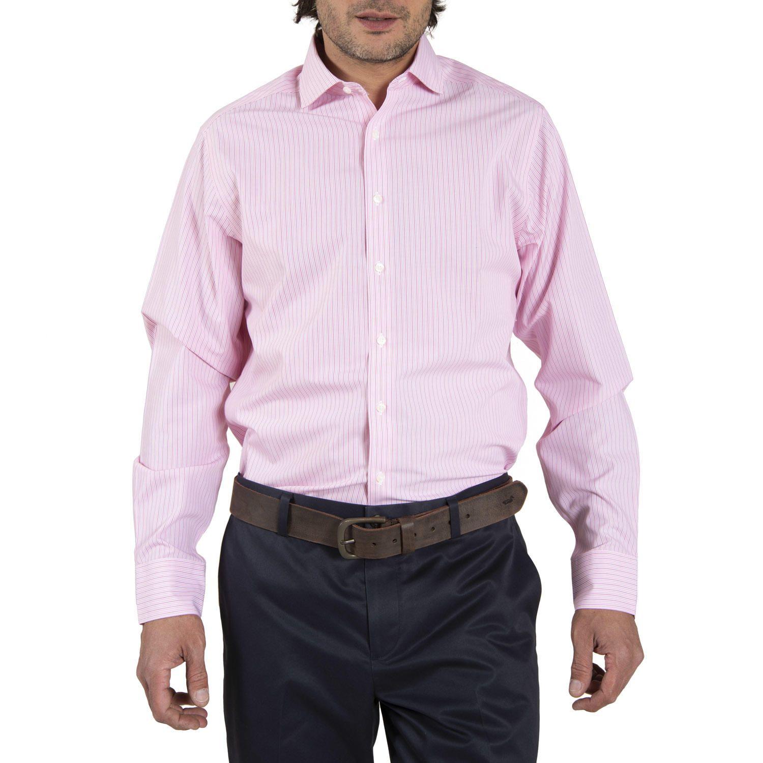 Camisa Algodón Libre de Arrugas Rosa Hombre Rockford-0