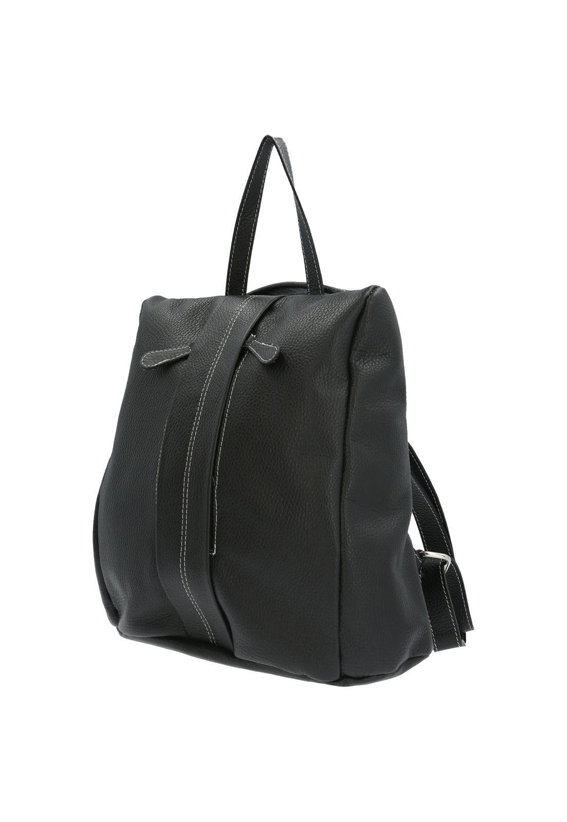 Cartera Mochila Cuero Mujer Lecce Negro-1