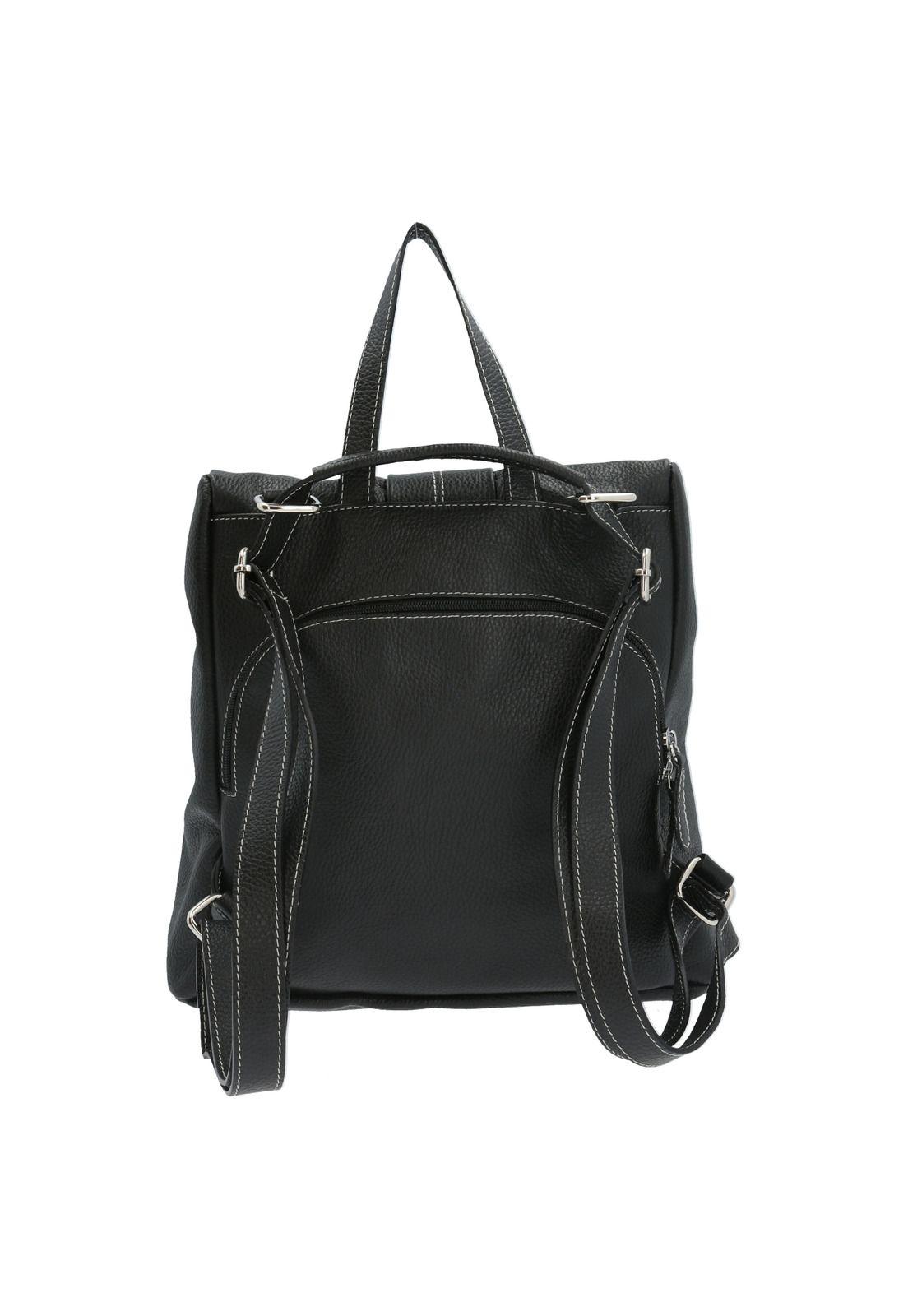 Cartera Mochila Cuero Mujer Lecce Negro-2