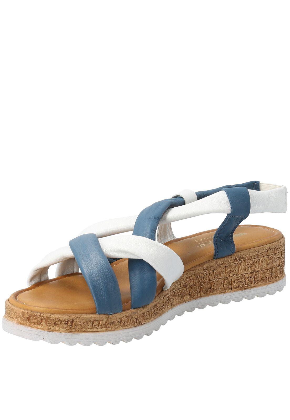 Sandalia Cuero Mujer Emiliana Azul-3