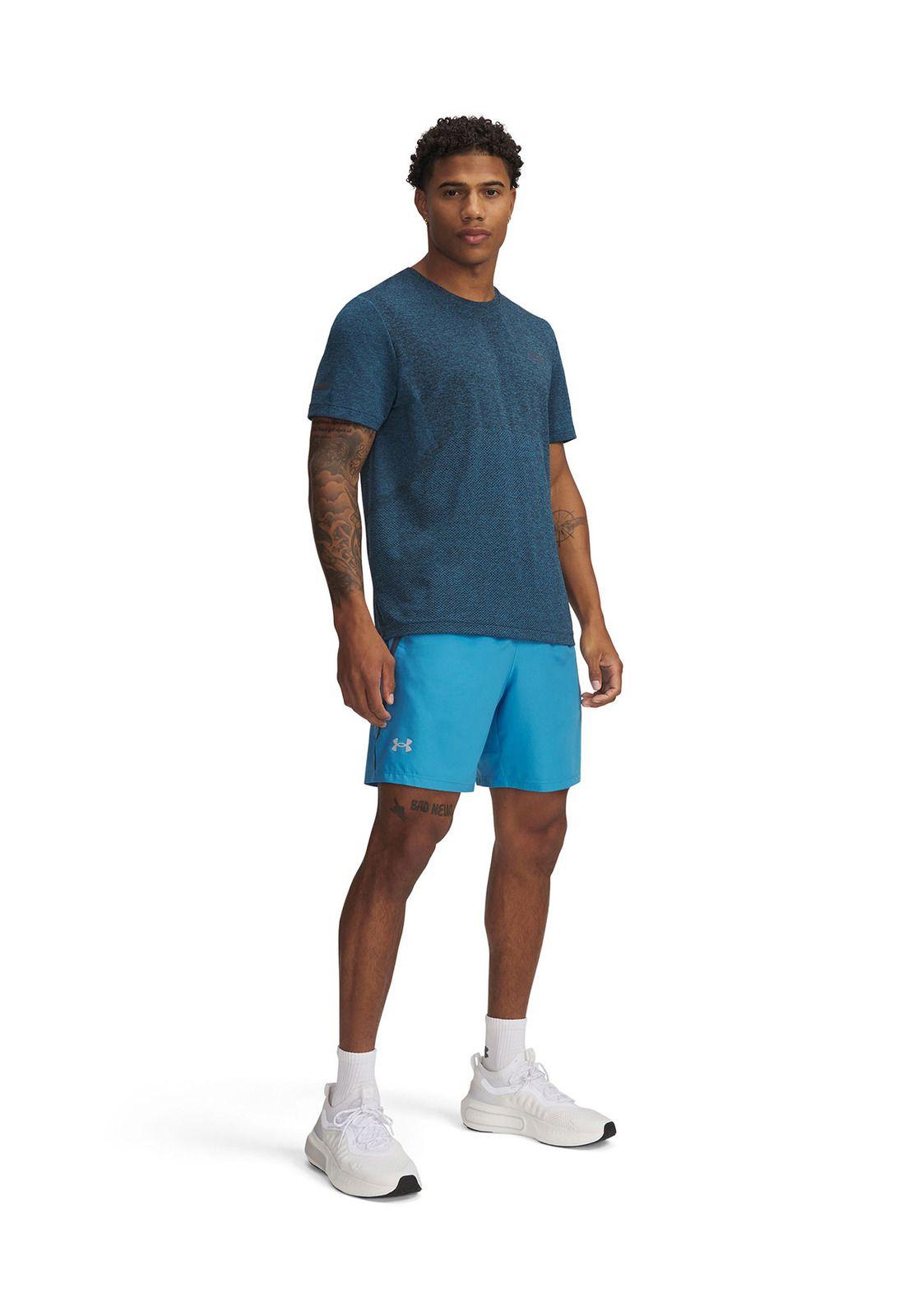 Shorts UA Launch 2-En-1 Para Hombre Azul-3