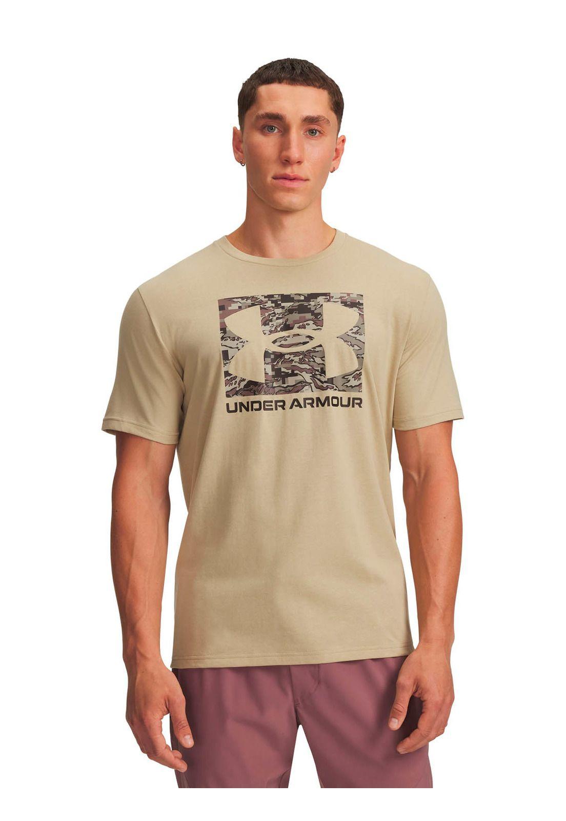 Polera Manga Corta Lifestyle Hombre ABC Camo Boxed logo Café -0