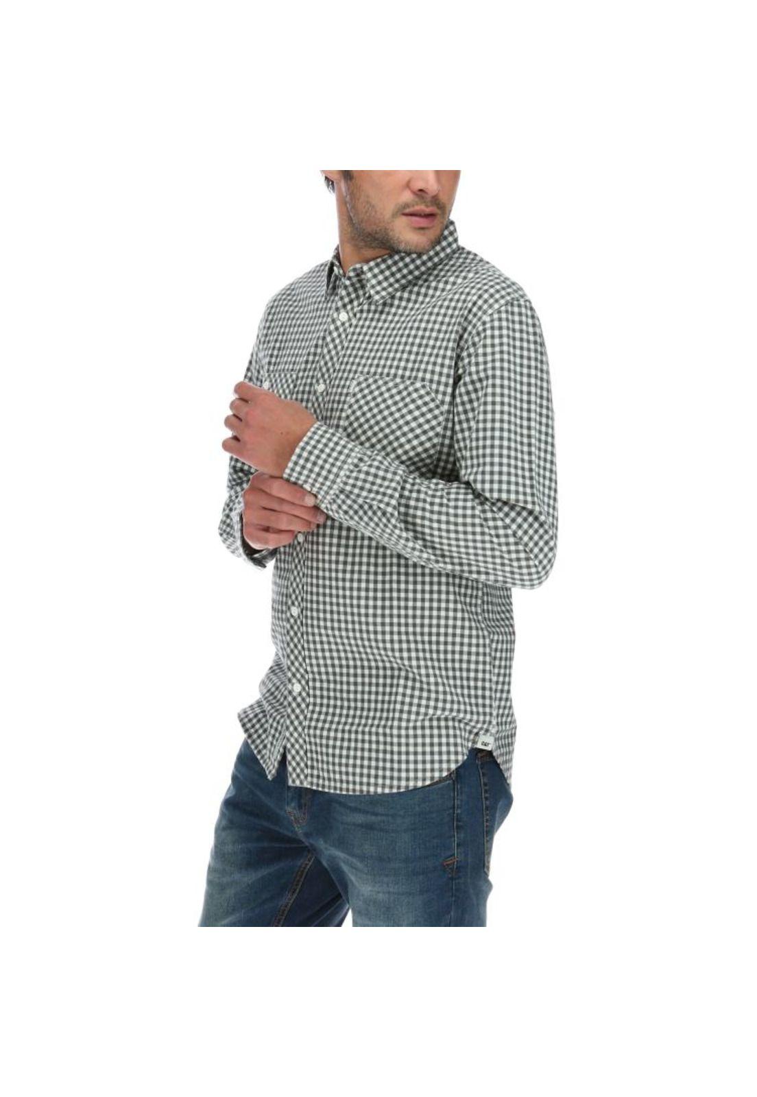 Camisa Ml Hombre Utility Plaid L/S Shirt Gris-1