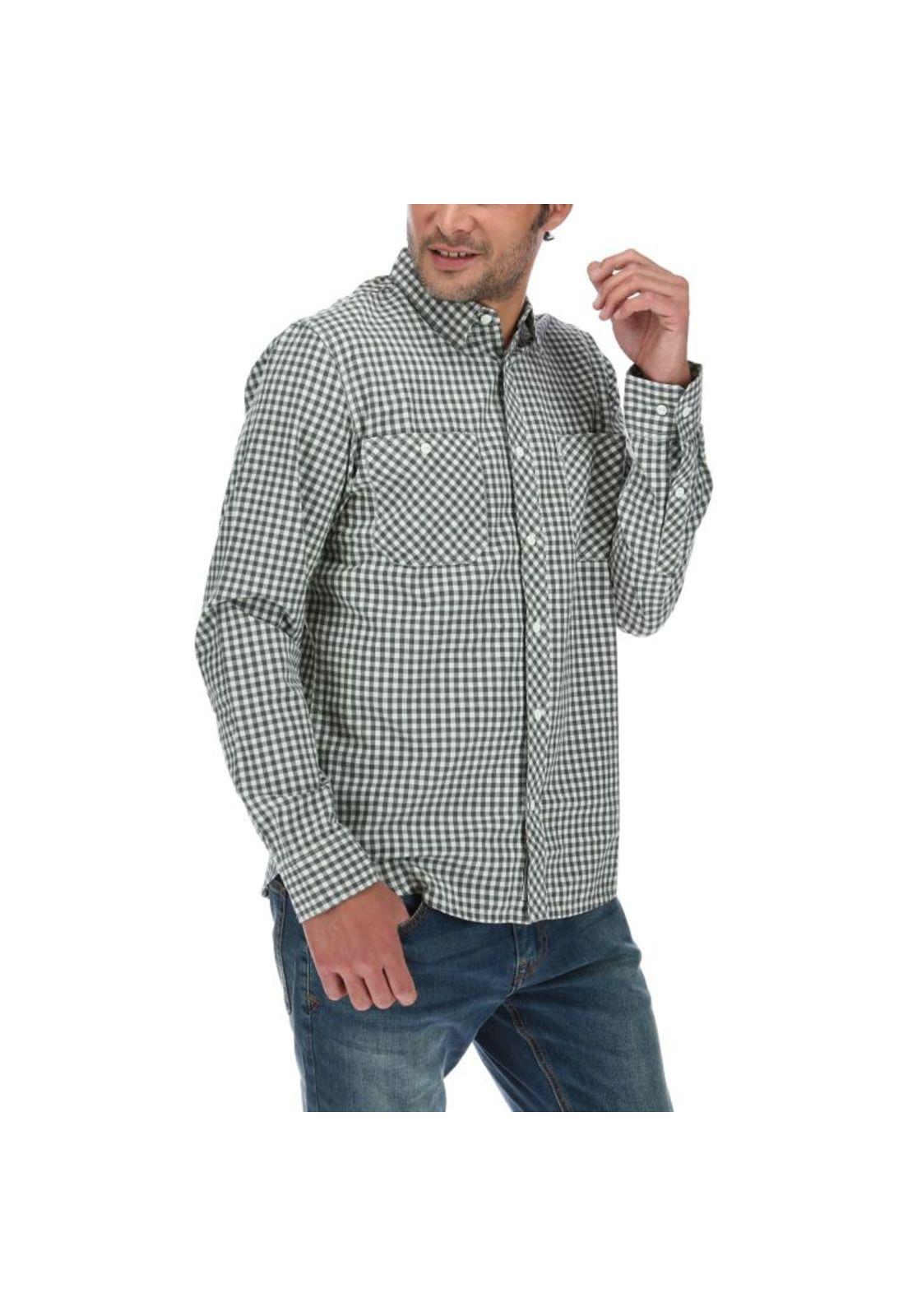 Camisa Ml Hombre Utility Plaid L/S Shirt Gris-3