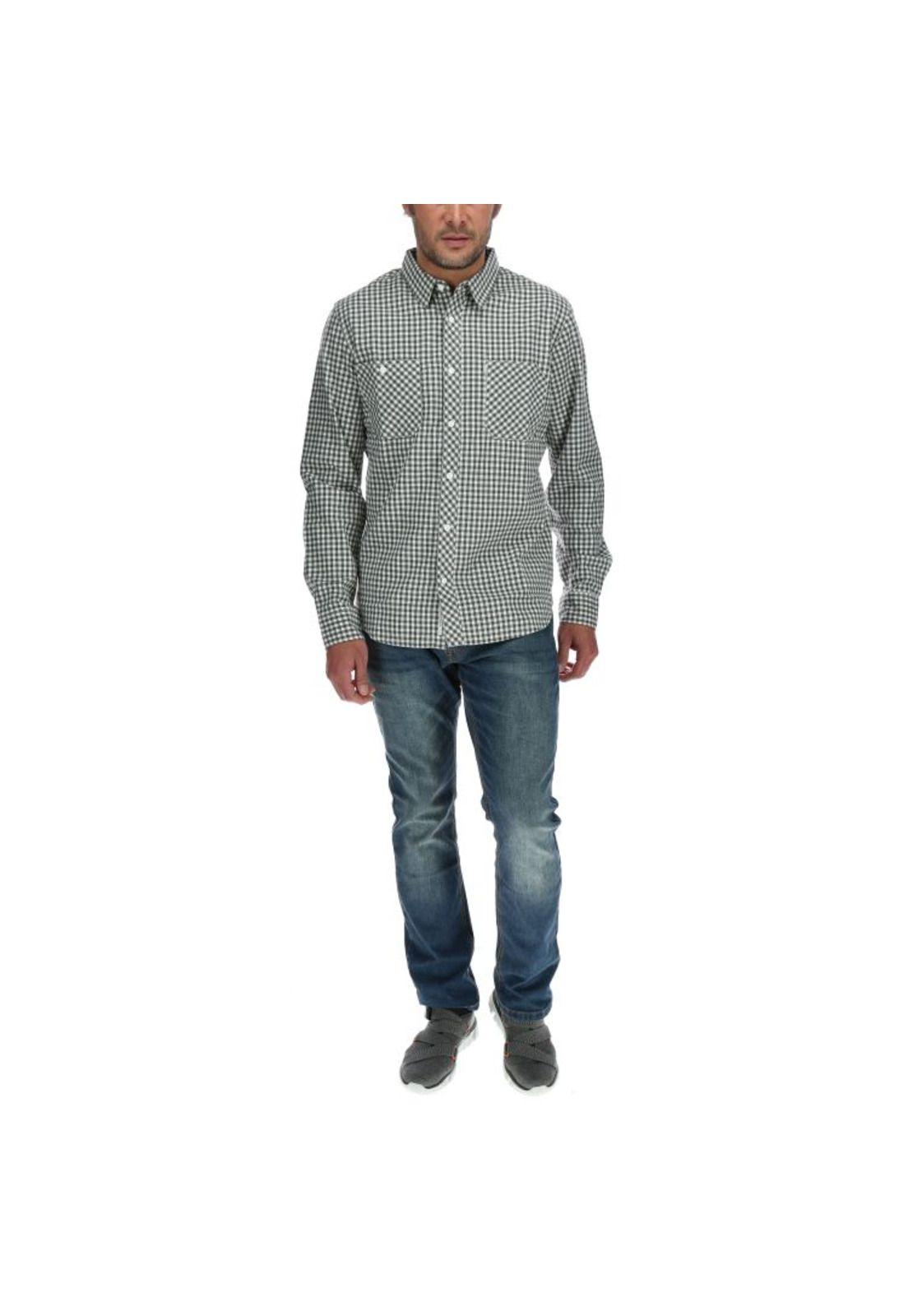 Camisa Ml Hombre Utility Plaid L/S Shirt Gris-4