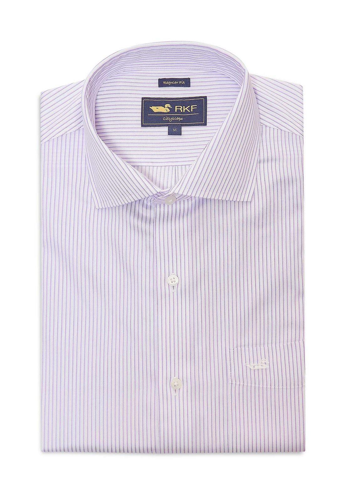 Camisa Libre de Arrugas Algodón Lila Hombre-0