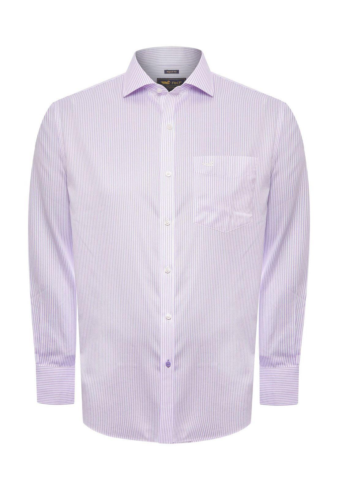 Camisa Libre de Arrugas Algodón Lila Hombre-1