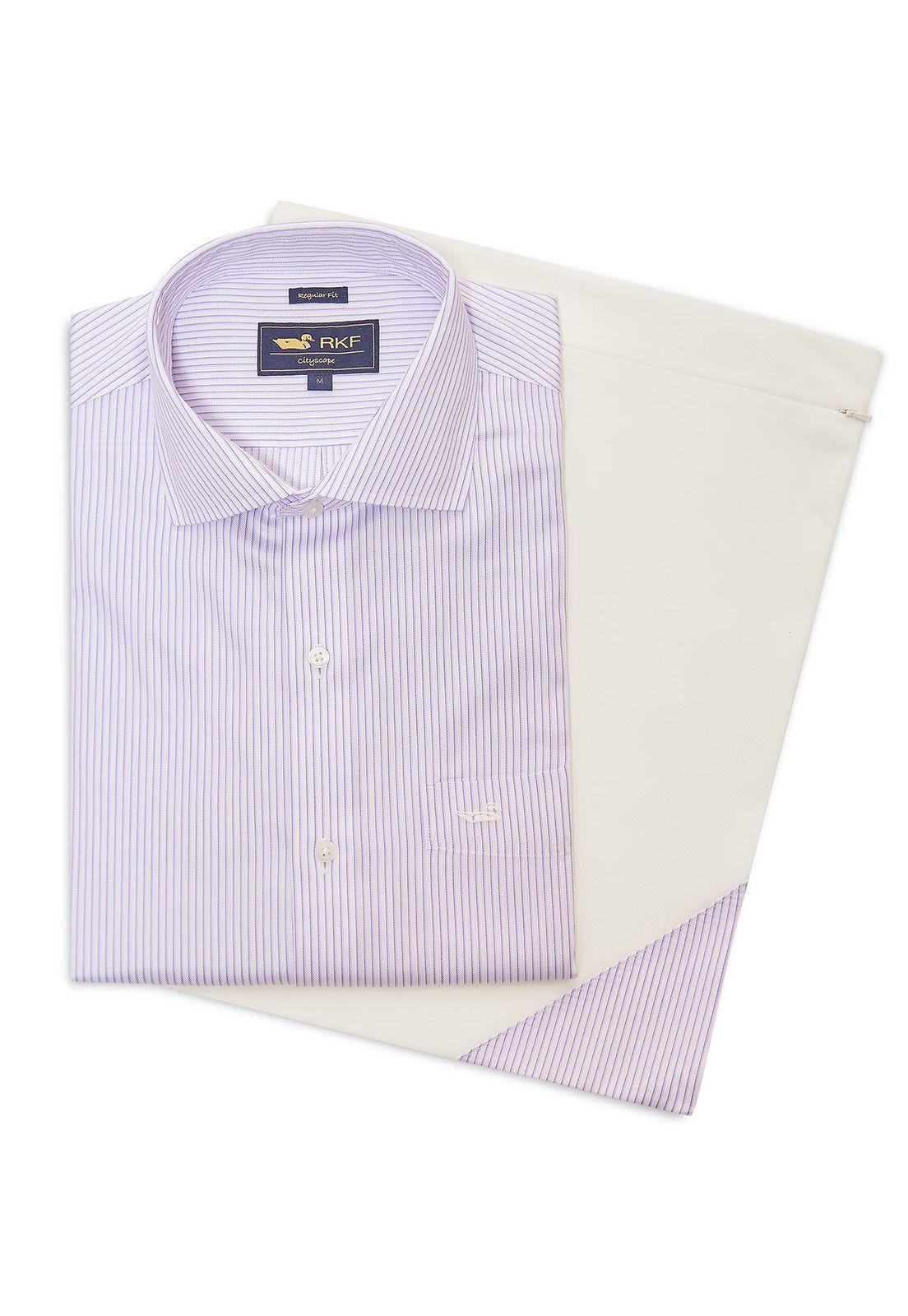 Camisa Libre de Arrugas Algodón Lila Hombre-5
