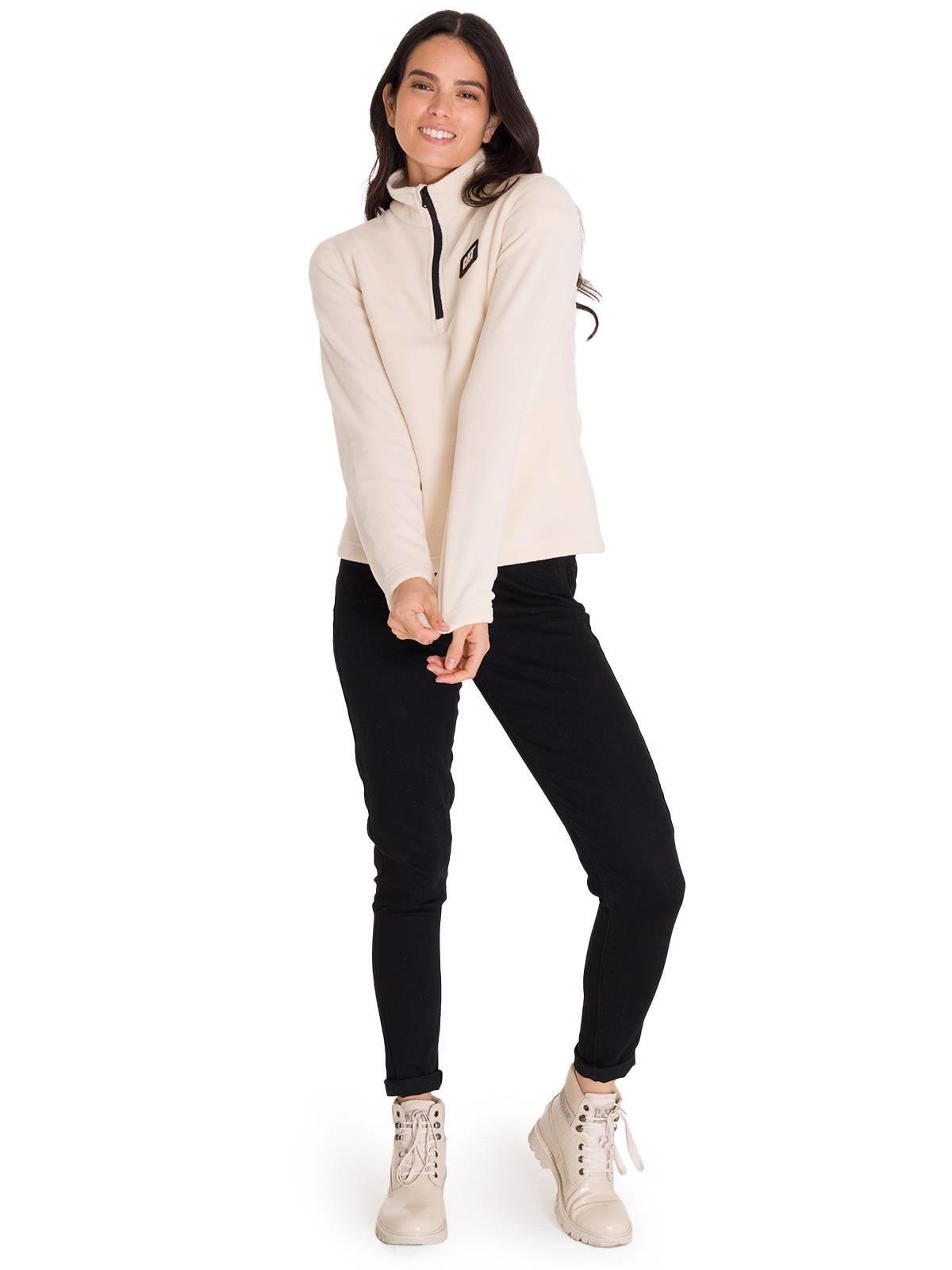 Polar Microfleece Quarter Zip Mujer Beige-5