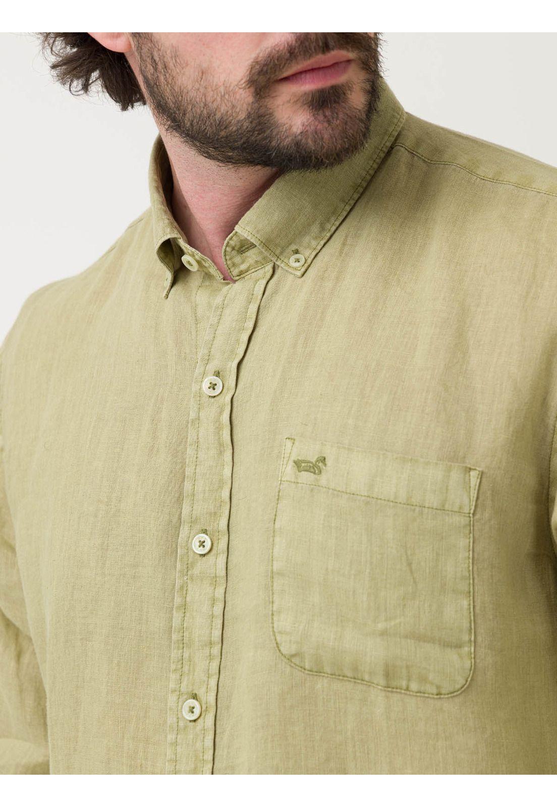 Camisa Lino Orgánico Hombre Linedyed Verde-3