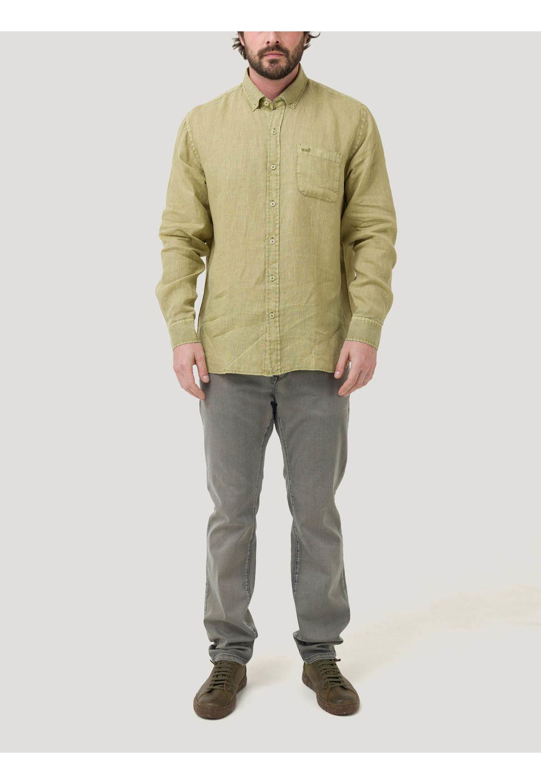 Camisa Lino Orgánico Hombre Linedyed Verde-4