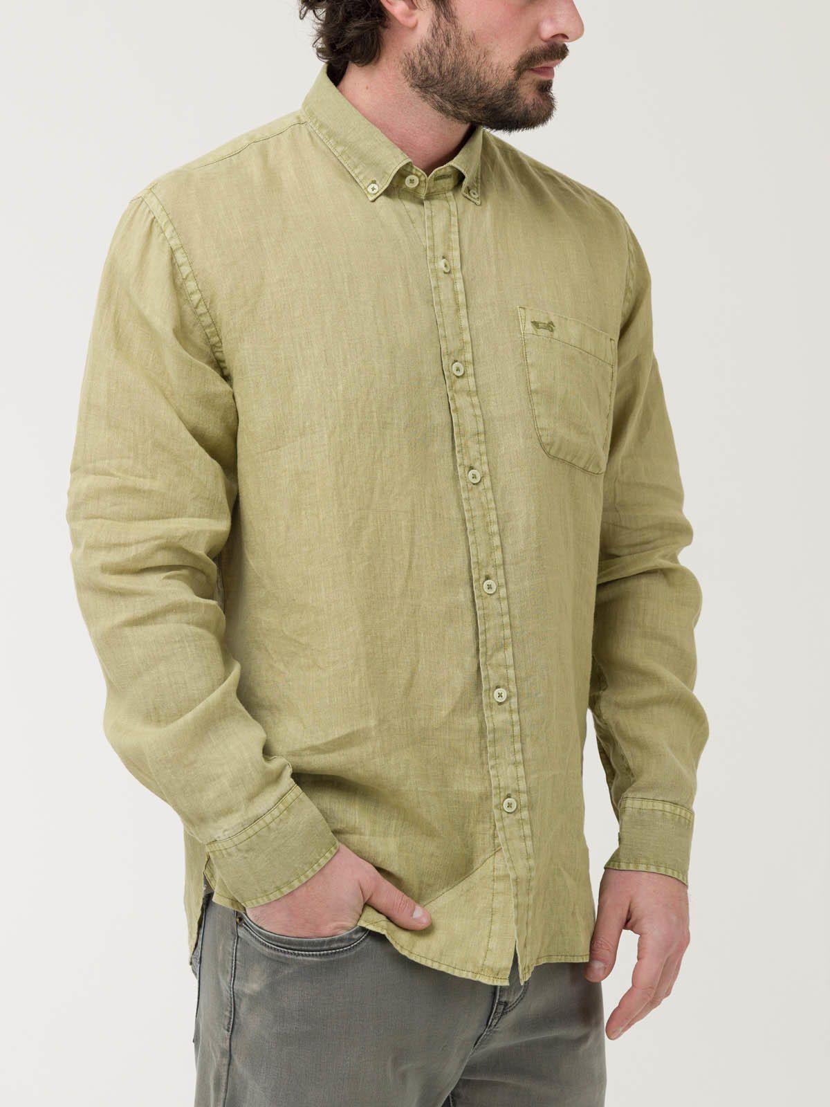 Camisa Lino Orgánico Hombre Linedyed Verde-0