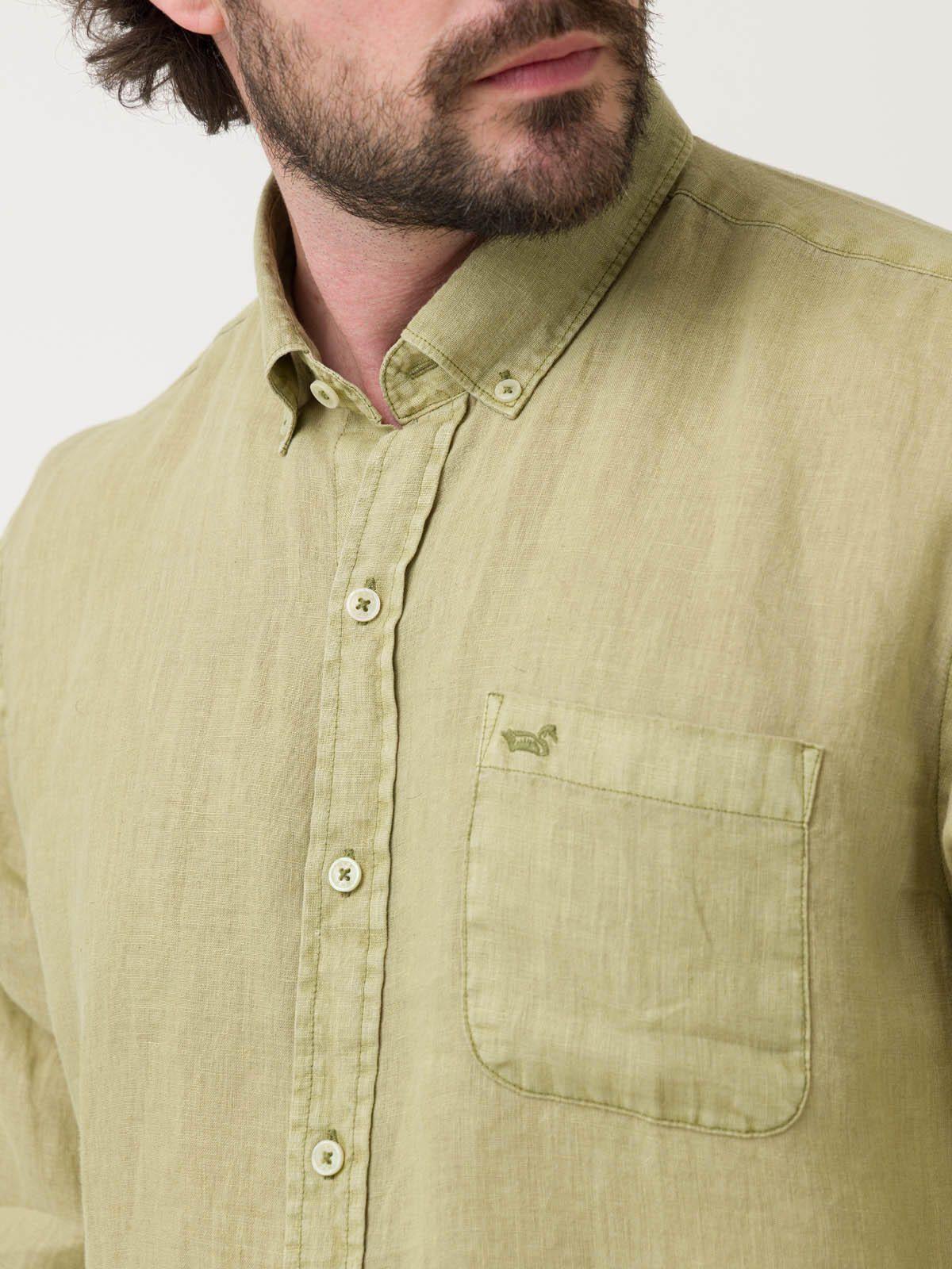 Camisa Lino Orgánico Hombre Linedyed Verde-3