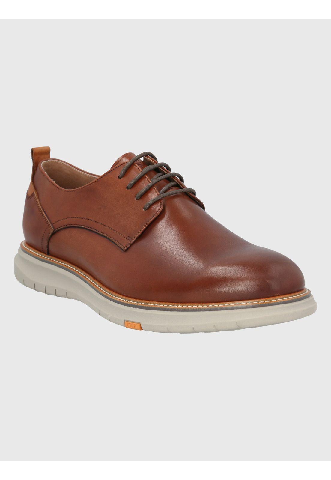 Zapato Cuero Café Hombre Rustic -0