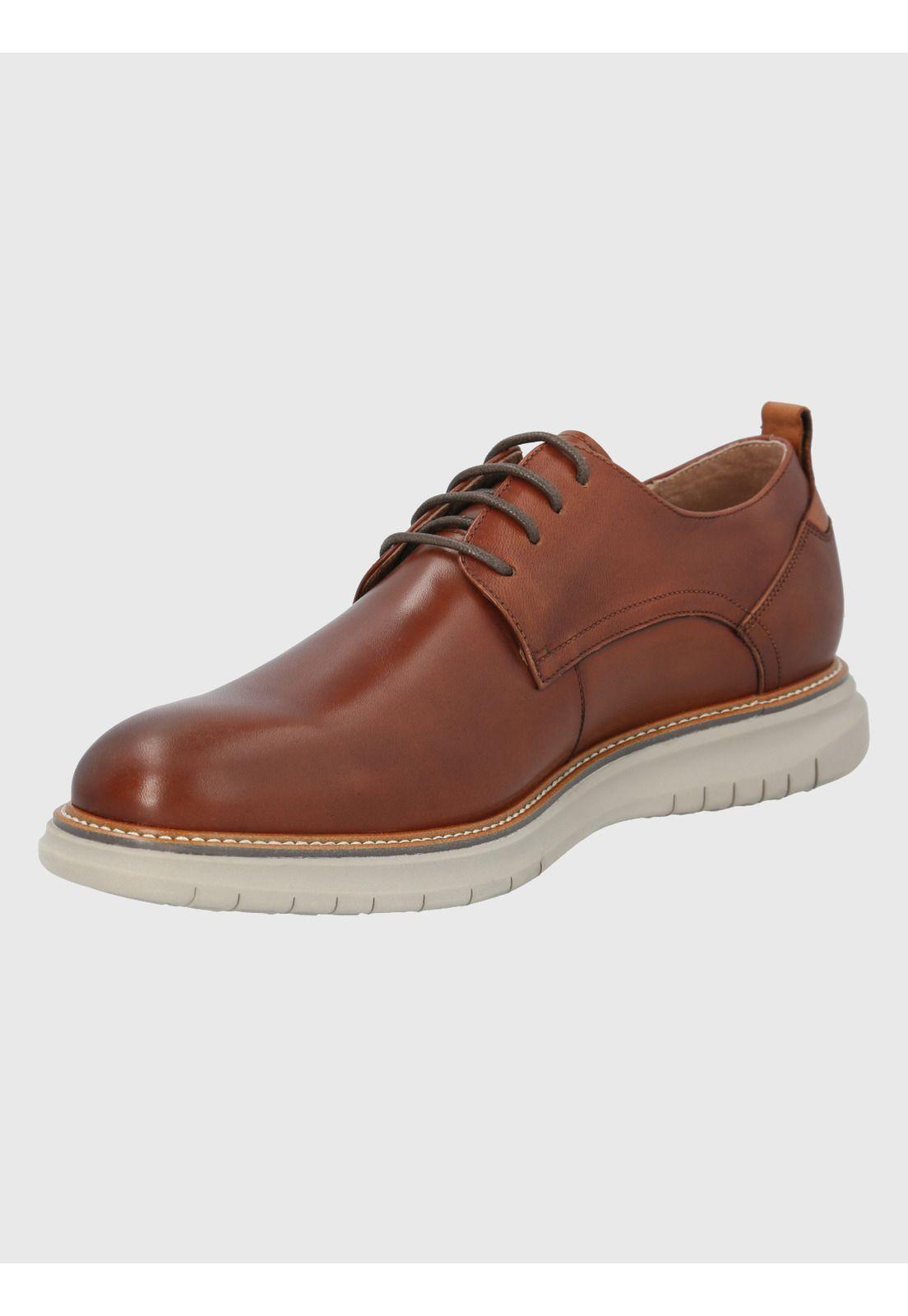 Zapato Cuero Café Hombre Rustic -3