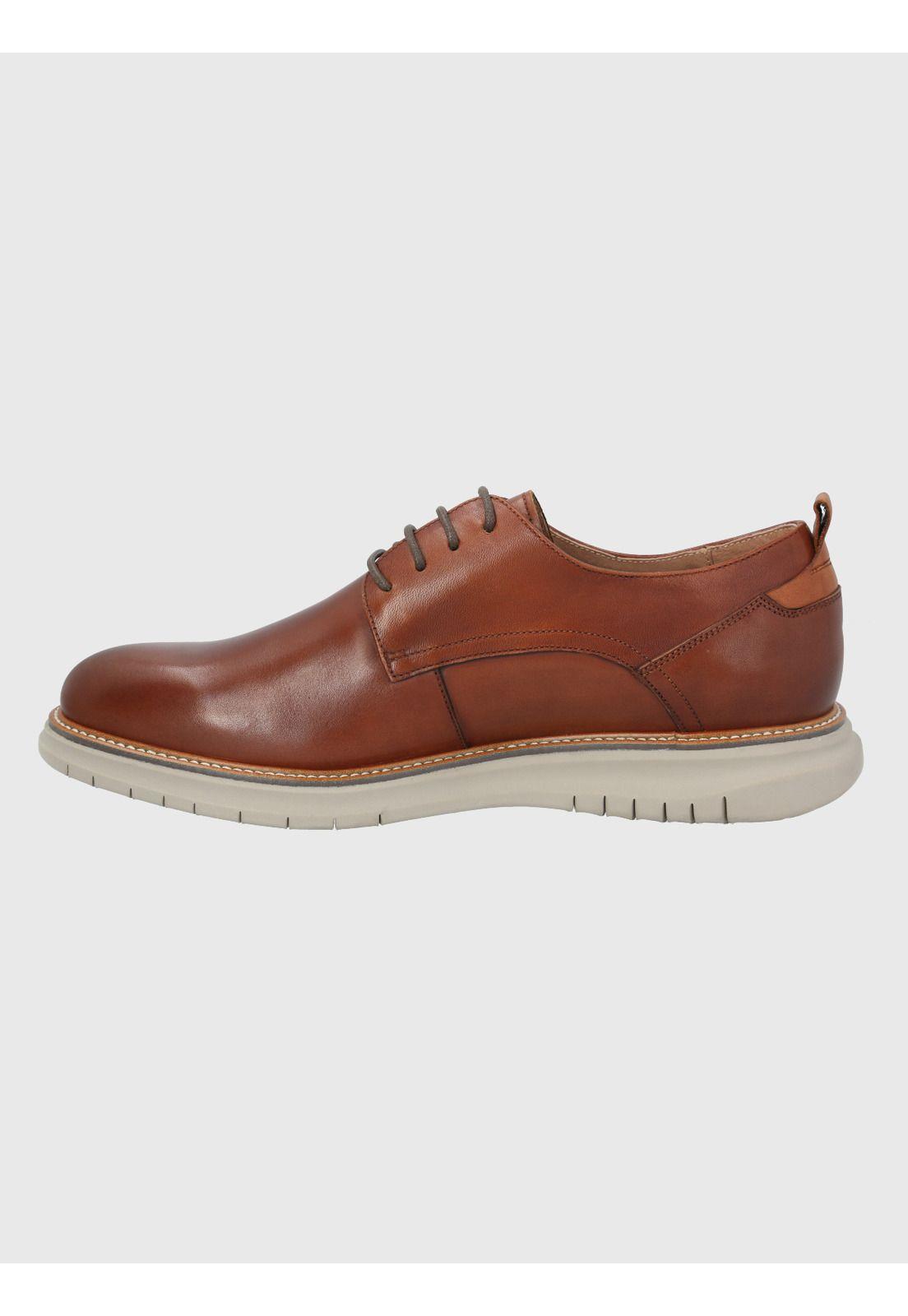 Zapato Cuero Café Hombre Rustic -4