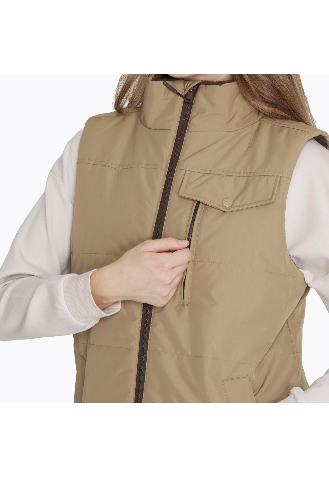 Parka S/M Impermeable Sleevele Café Claro Mujer-4