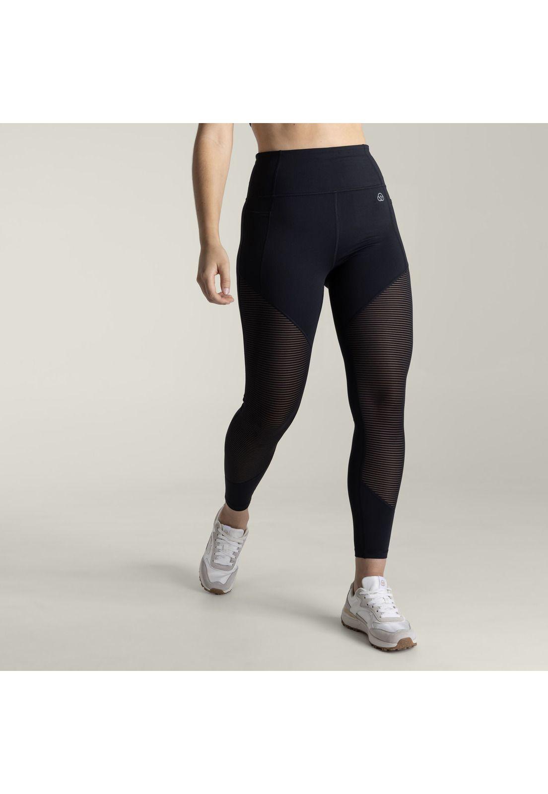 Calza Mujer HR Mesh Panel Long Negro-0